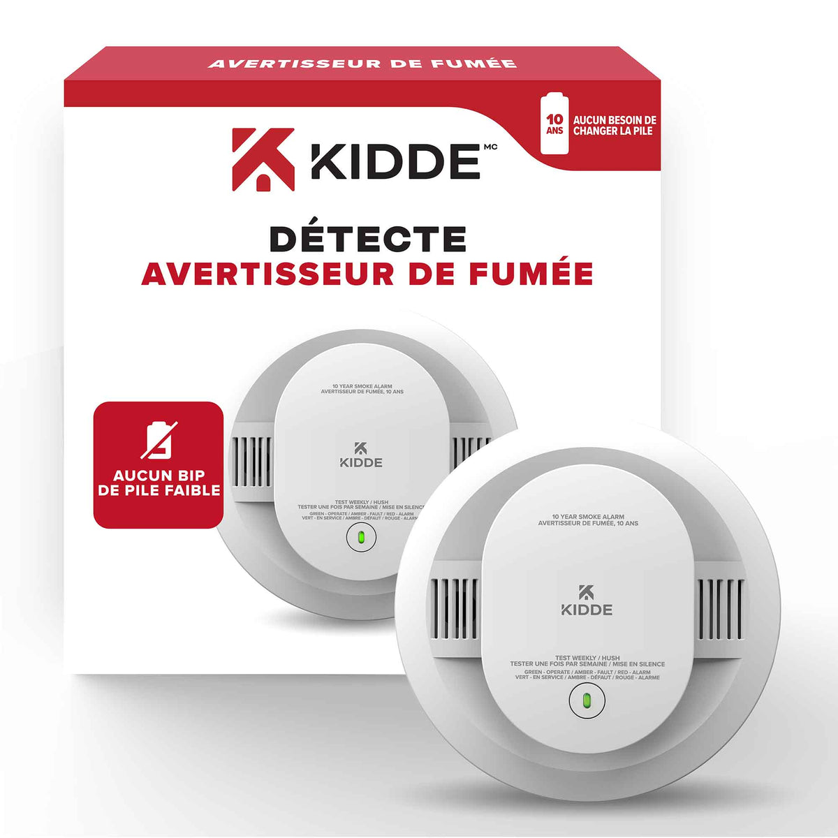 Avertisseur de fumée à piles au lithium, 10 ans