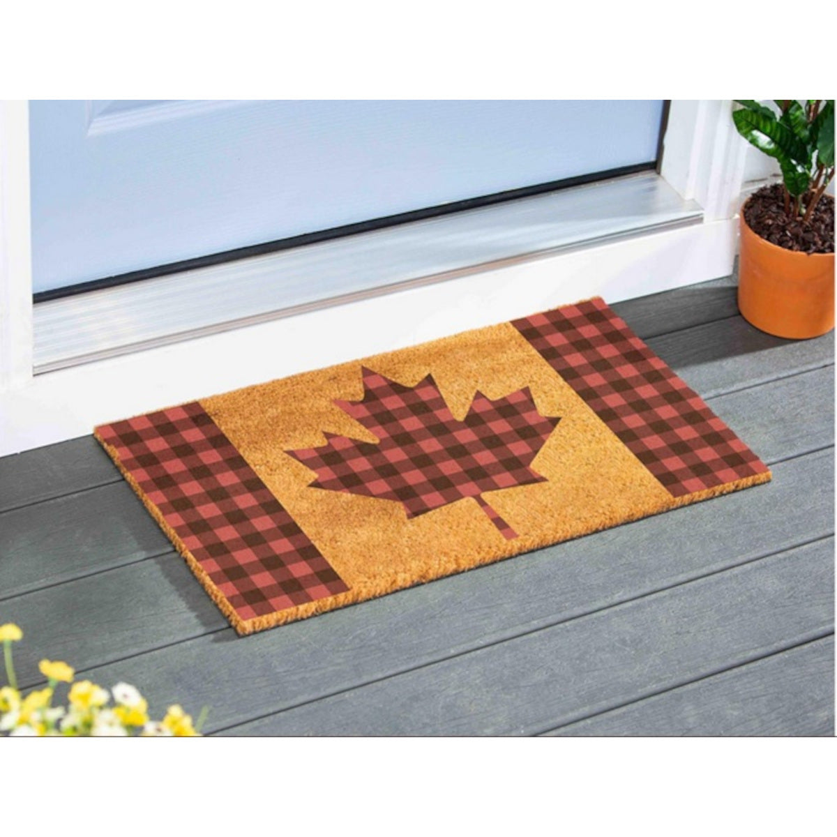 Tapis de coco Canada Strong Maple Leaf, motif à carreaux Buffalo, 71 cm x 41 cm