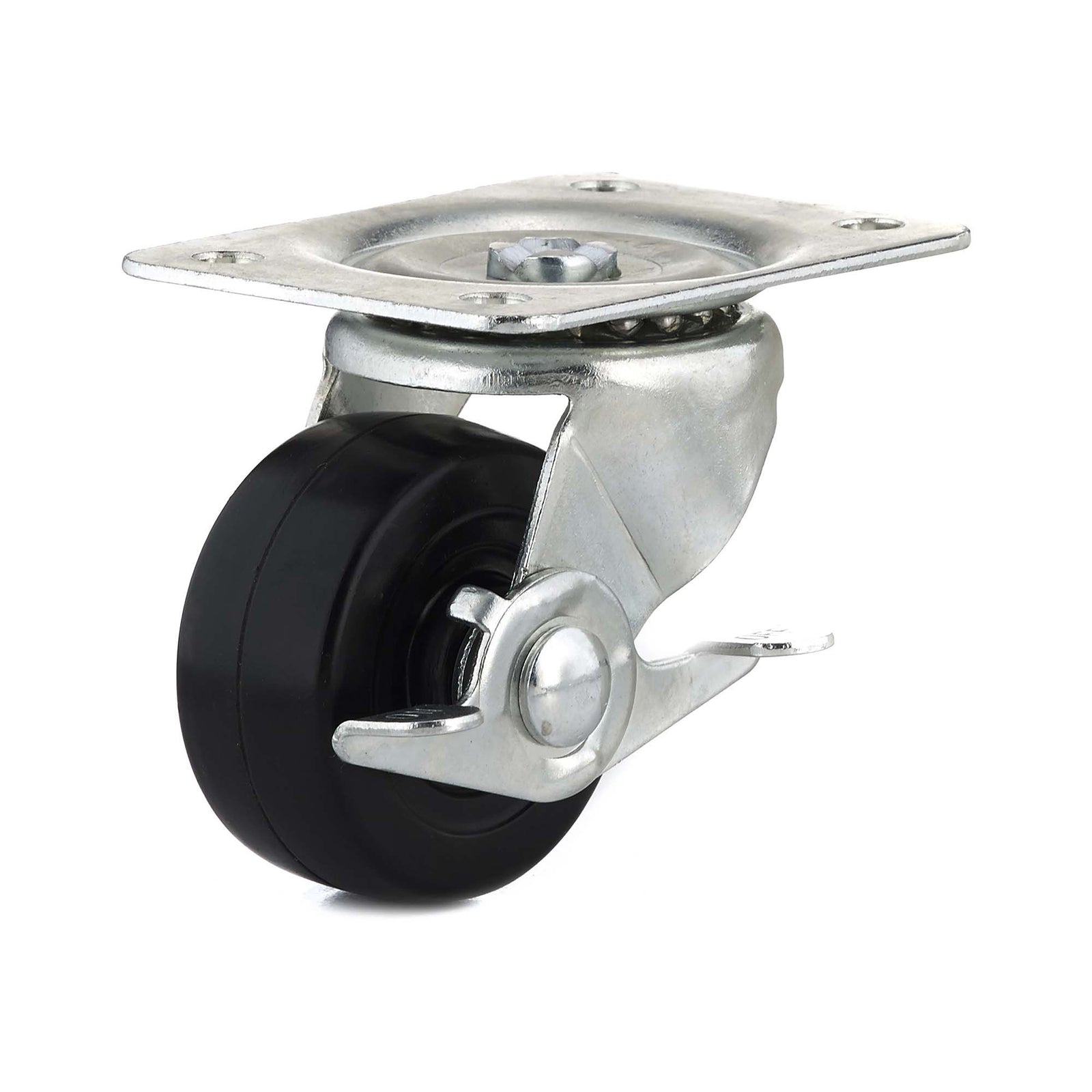 Roulette industrielle pivotante avec frein en caoutchouc noir à usage général de 2-1/2''
