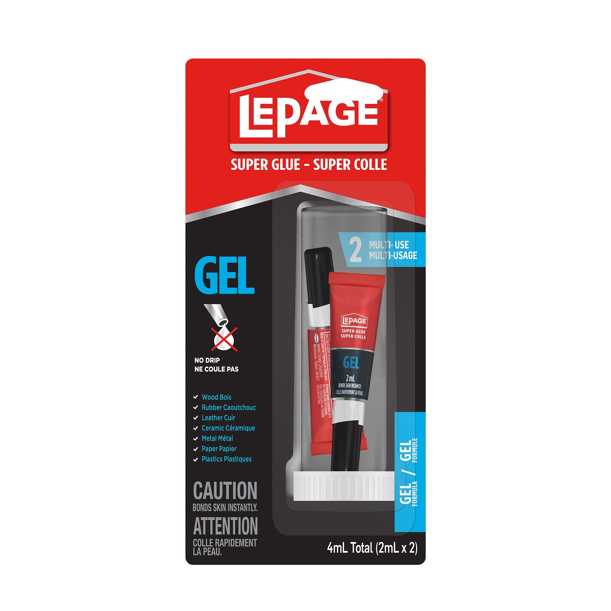 Paquet de 2 super colle en gel, 4 ml