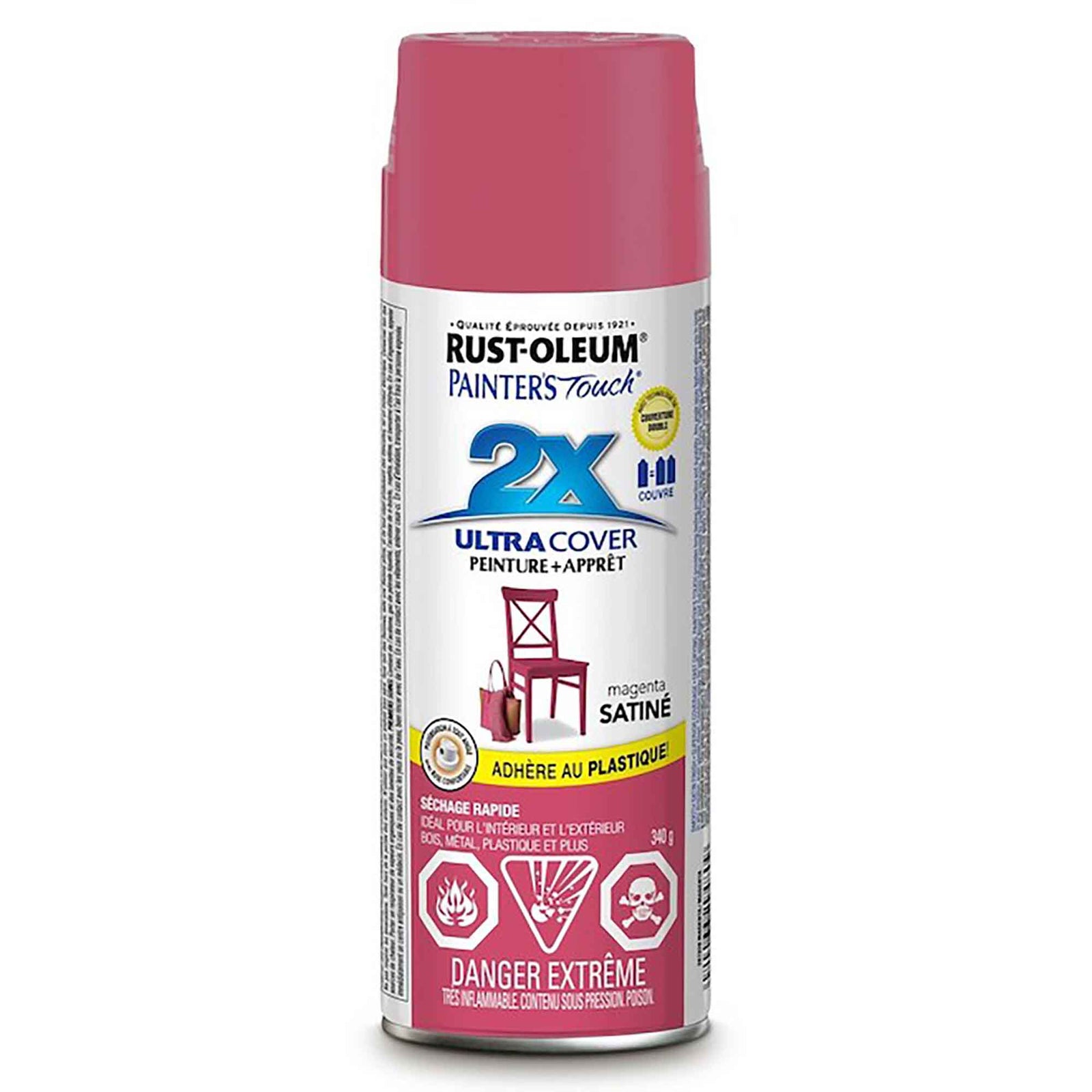 Peinture en aérosol à pouvoir couvrant élevé Painter’s Touch magenta satiné, 340 g
