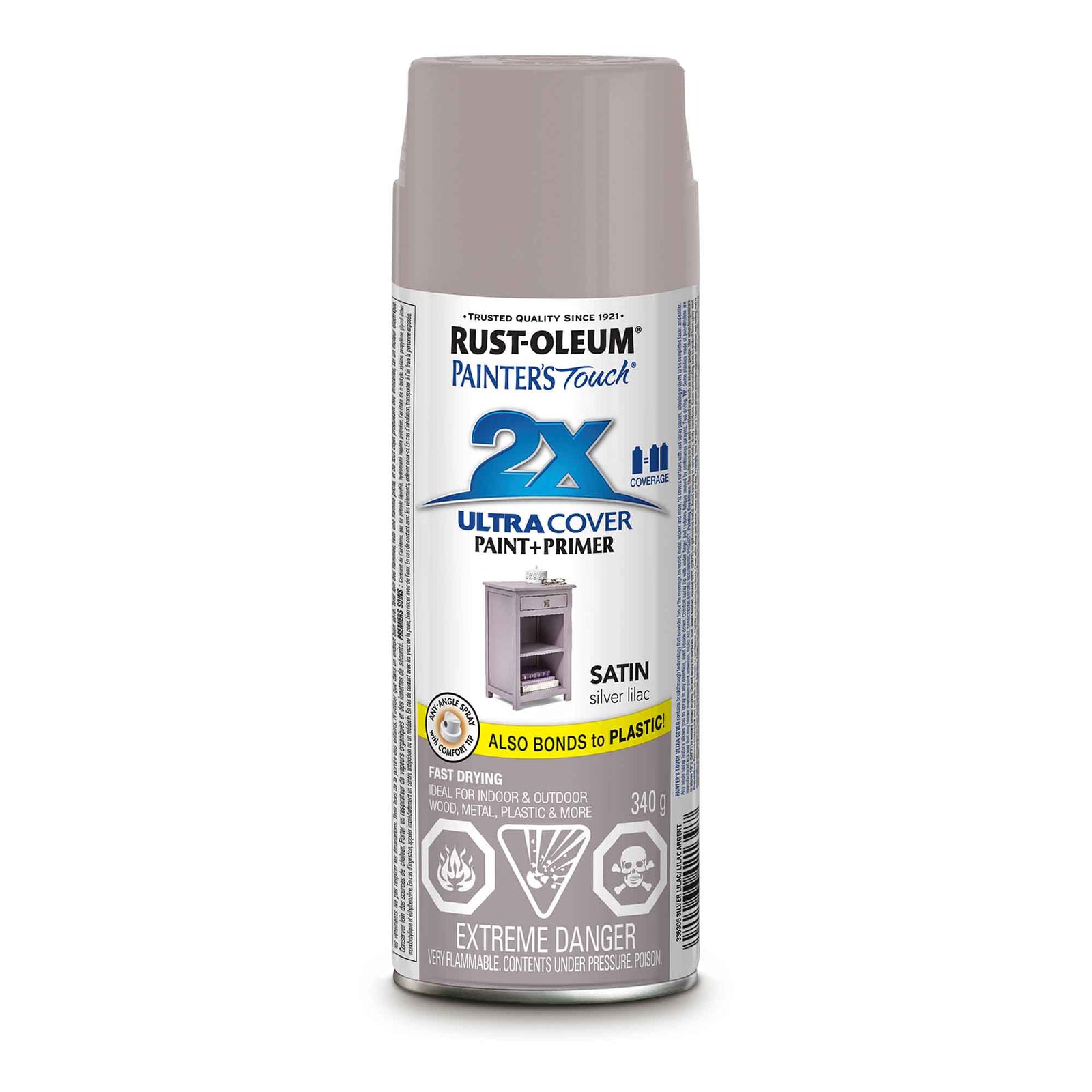 Peinture en aérosol à pouvoir couvrant élevé Painter’s Touch lilas argent satiné, 340 g