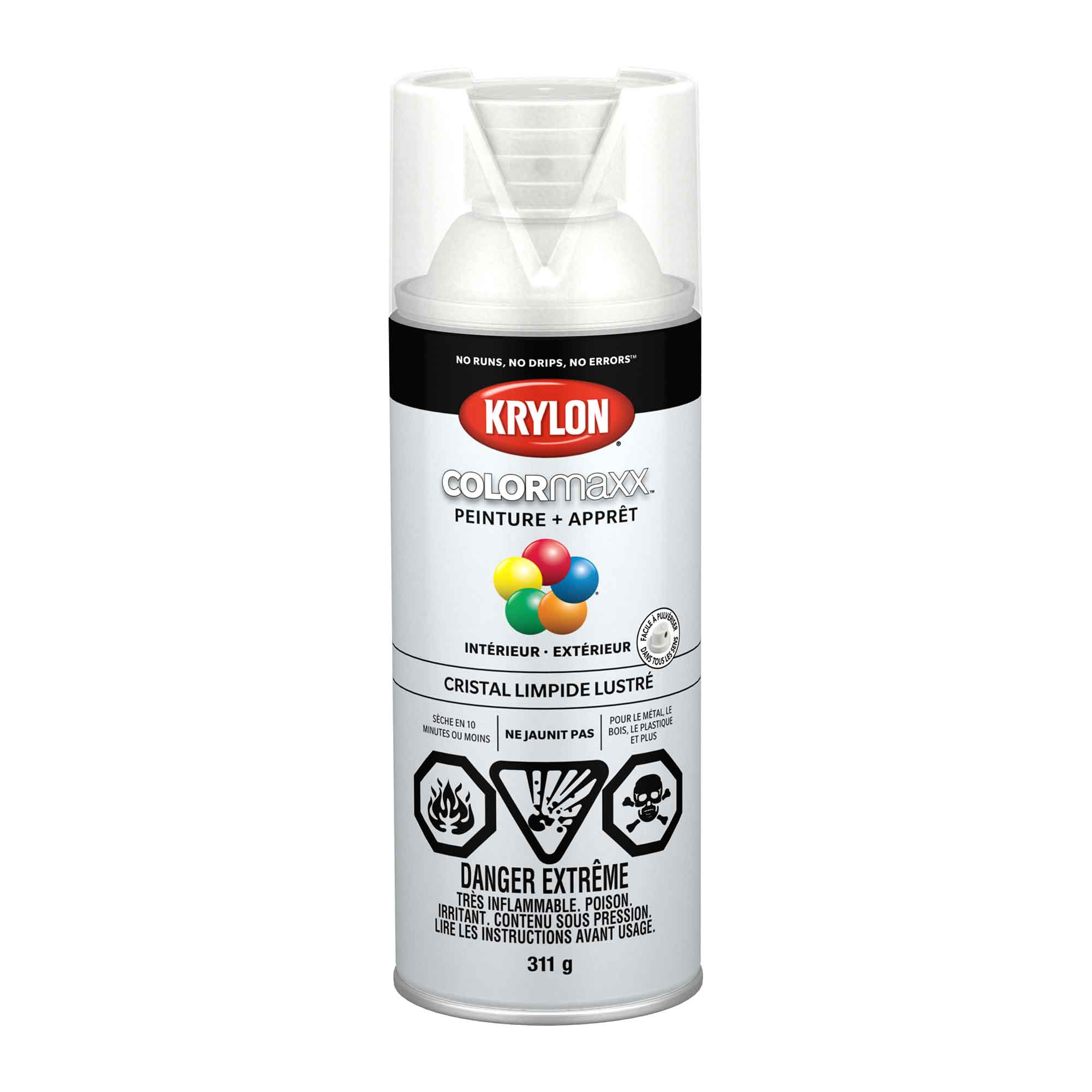 Krylon aérosol COLORMAXX peinture + apprêt cristal limpide lustré, 311 g