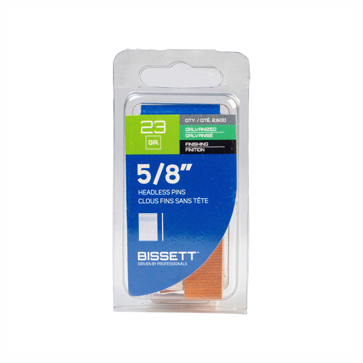 Clous de finition fins sans tête de calibre 23 en acier galvanisé, 5/8'' (2 600 unités)