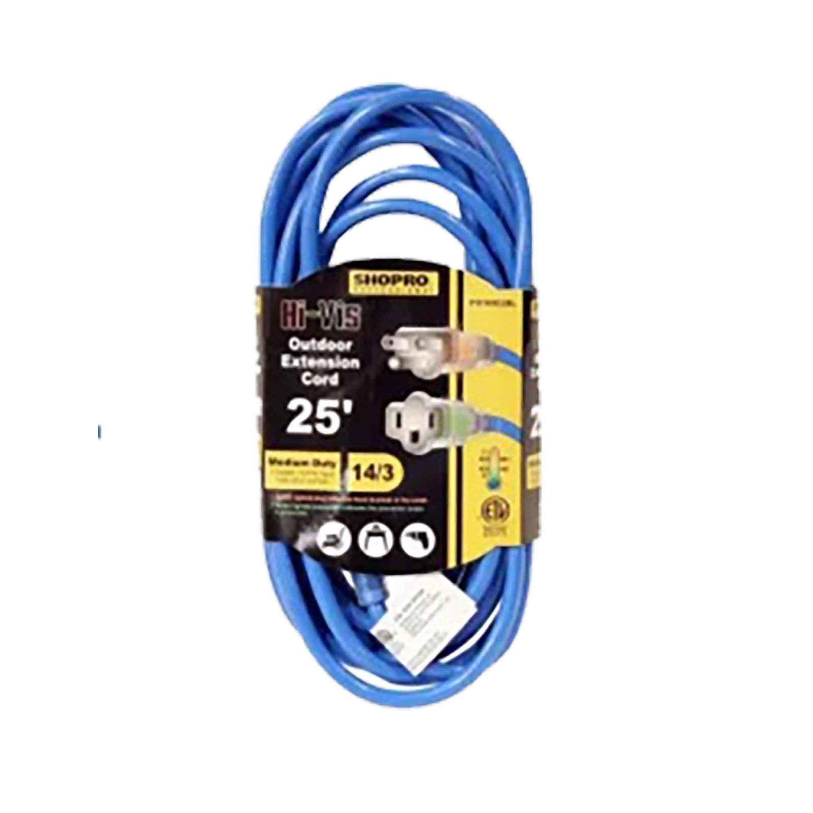 Rallonge d'extérieure bleue SJTW 14/3 15 A, 25'