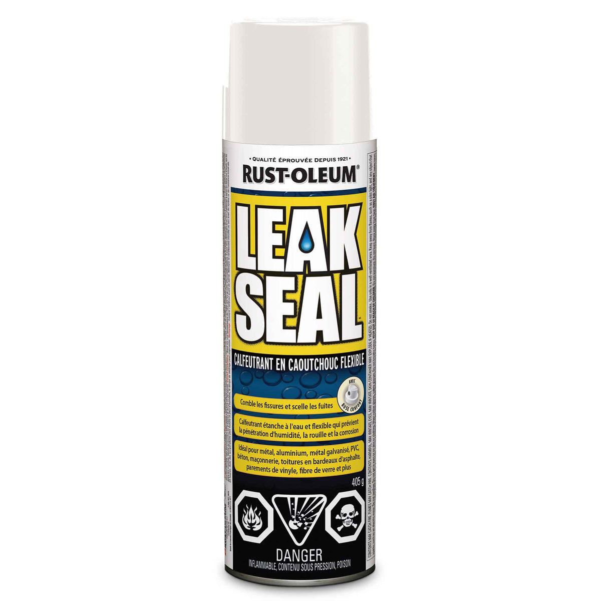 Scellant de caoutchouc flexible Leakseal en aérosol blanc, 405 g