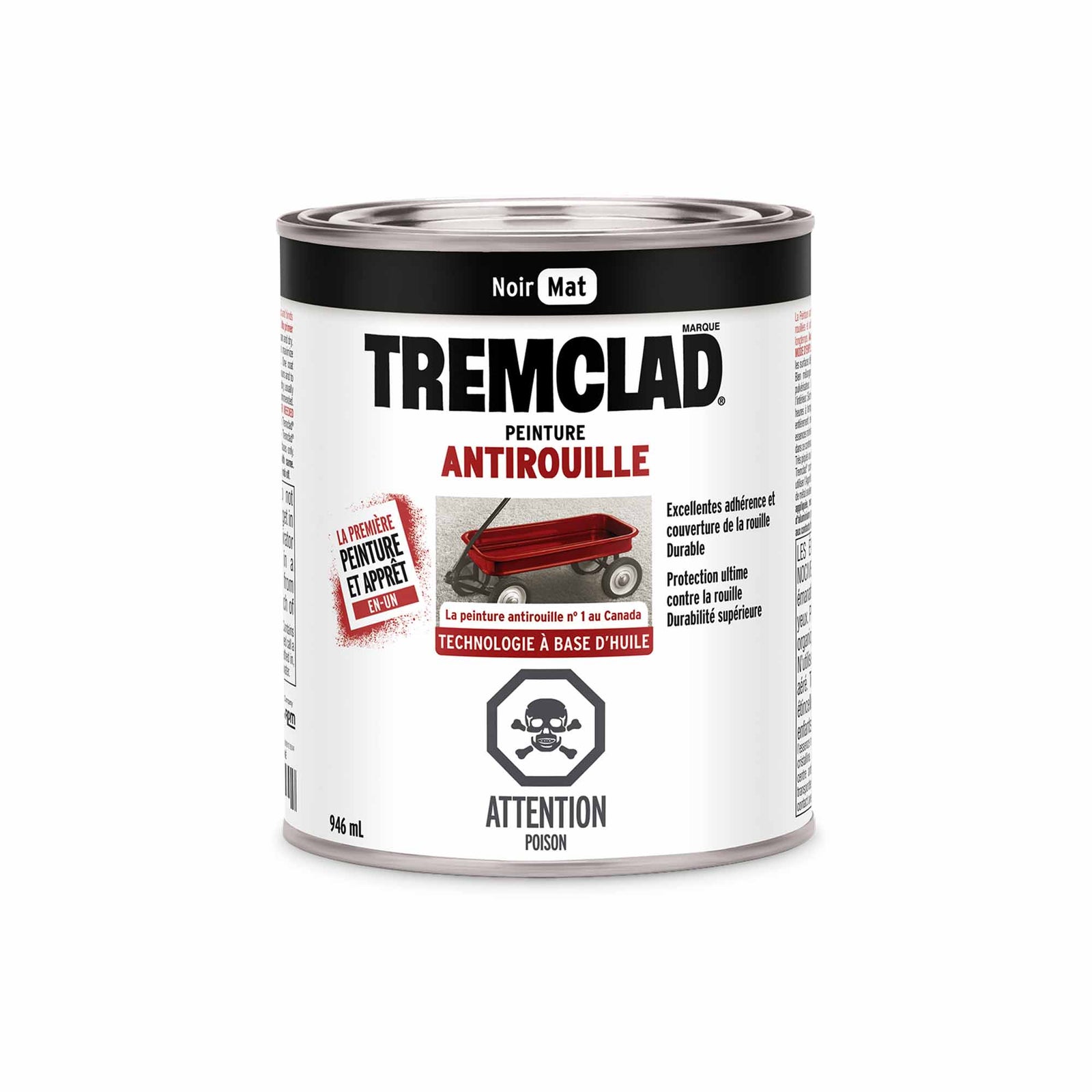 Tremclad peinture antirouille à base d'huile noir mat, 946 ml