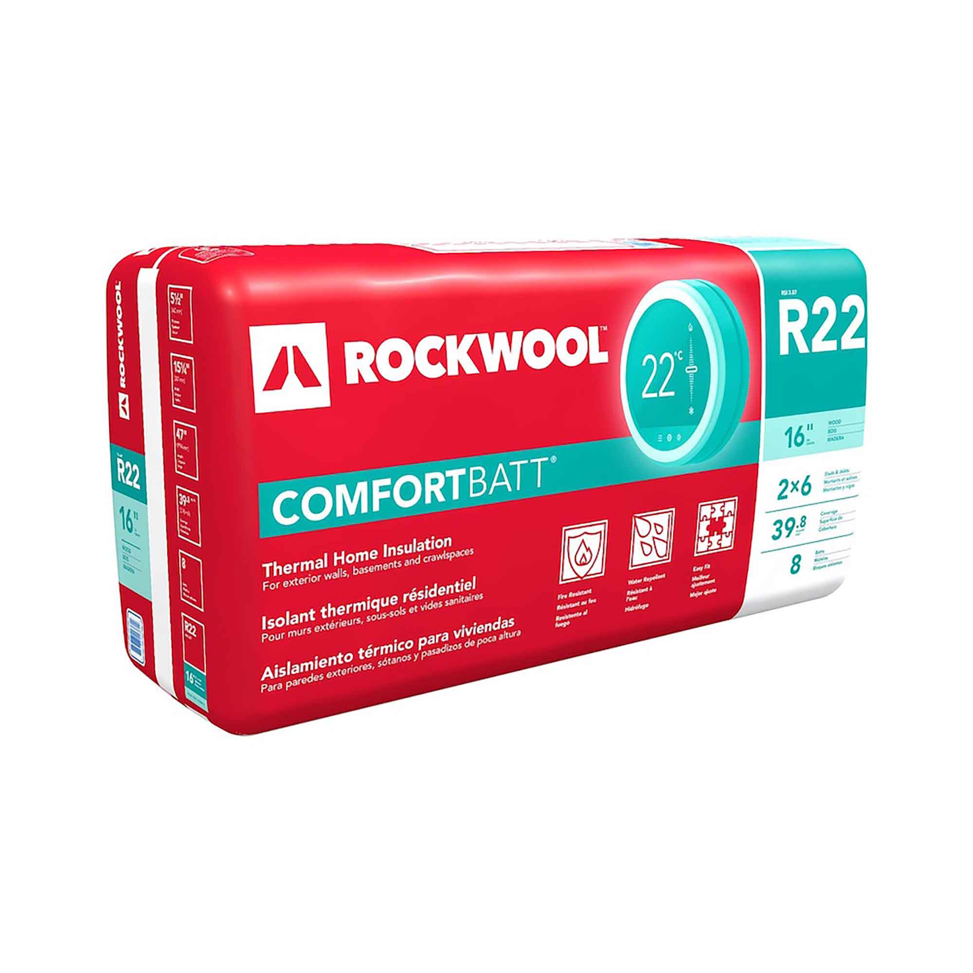 Isolant thermique résidentiel R22 Comfortbatt pour ossatures de bois, 5-1/2" x 15-1/4" x 47" (39,8 ft²)