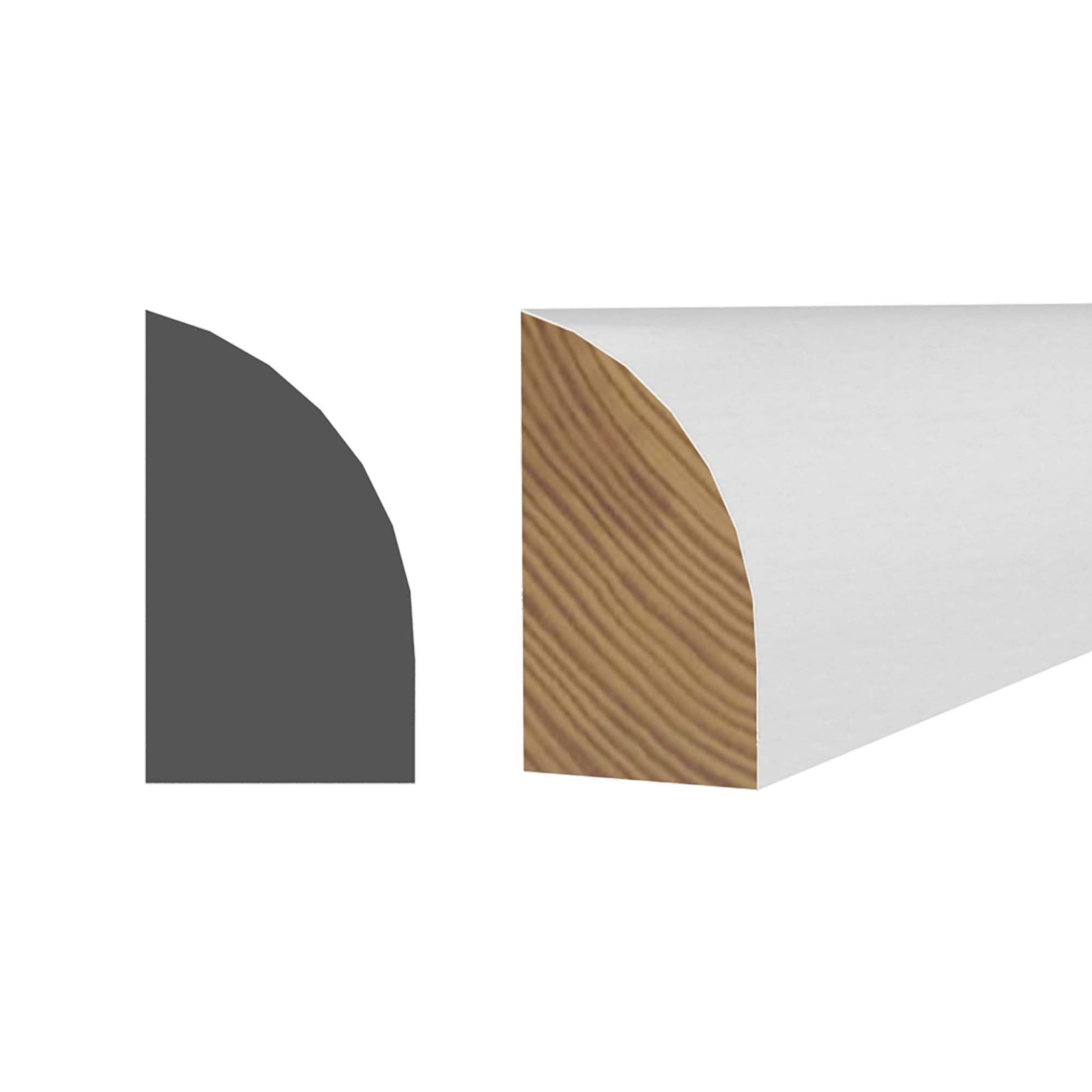 Quart-de-rond en pin Sélect 7/16'' x 11/16'' x 8'