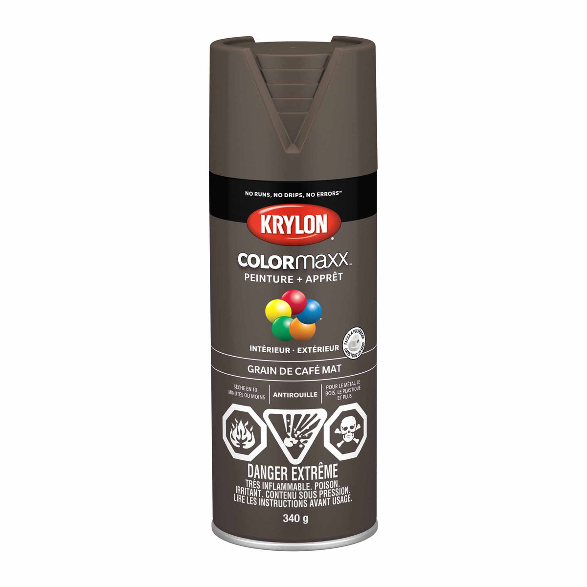 Krylon aérosol COLORMAXX peinture + apprêt grain de café mat, 340 g