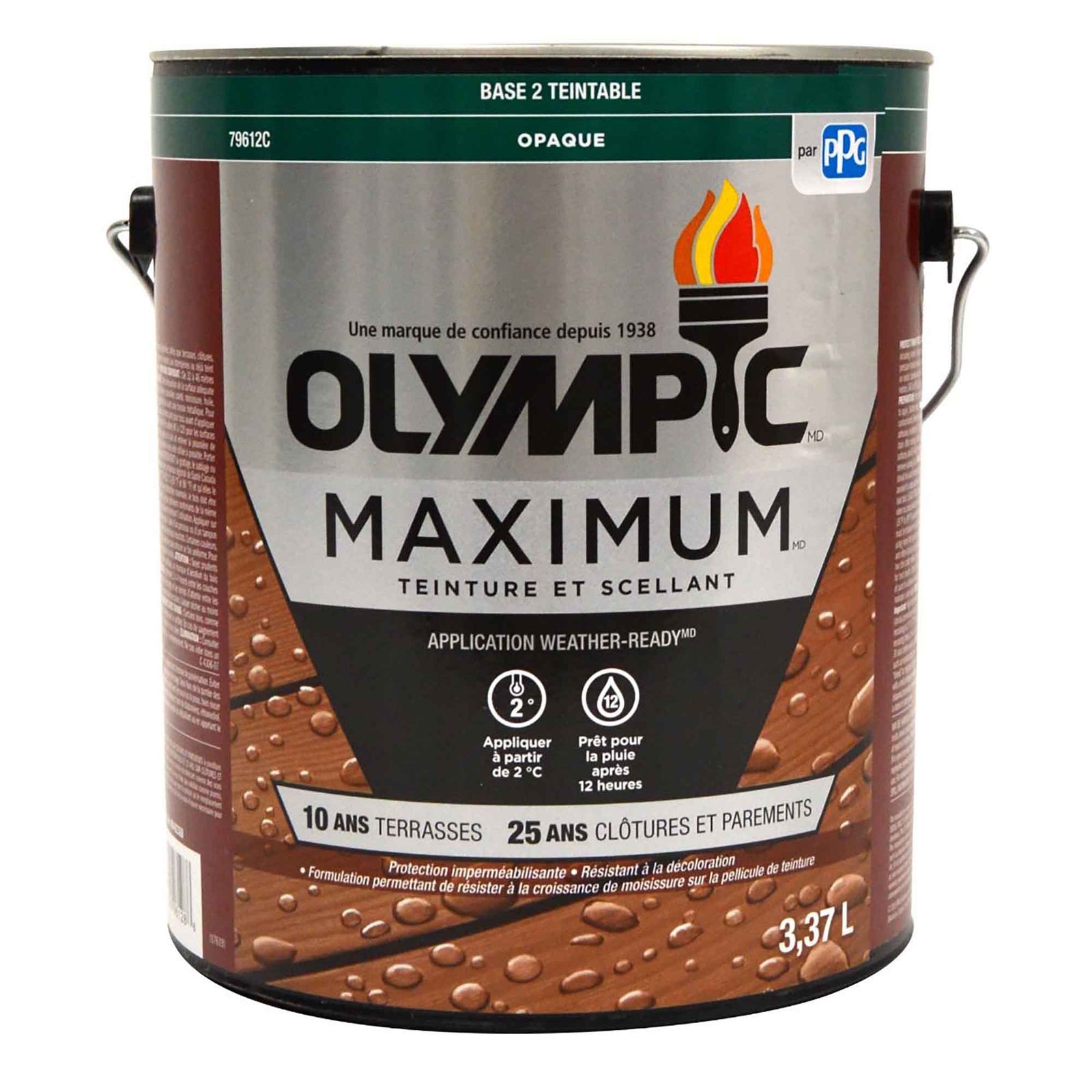 Teinture et scellant Maximum pour terrasses, clôtures et parements opaque, 3,78 L (base 2 teintable)