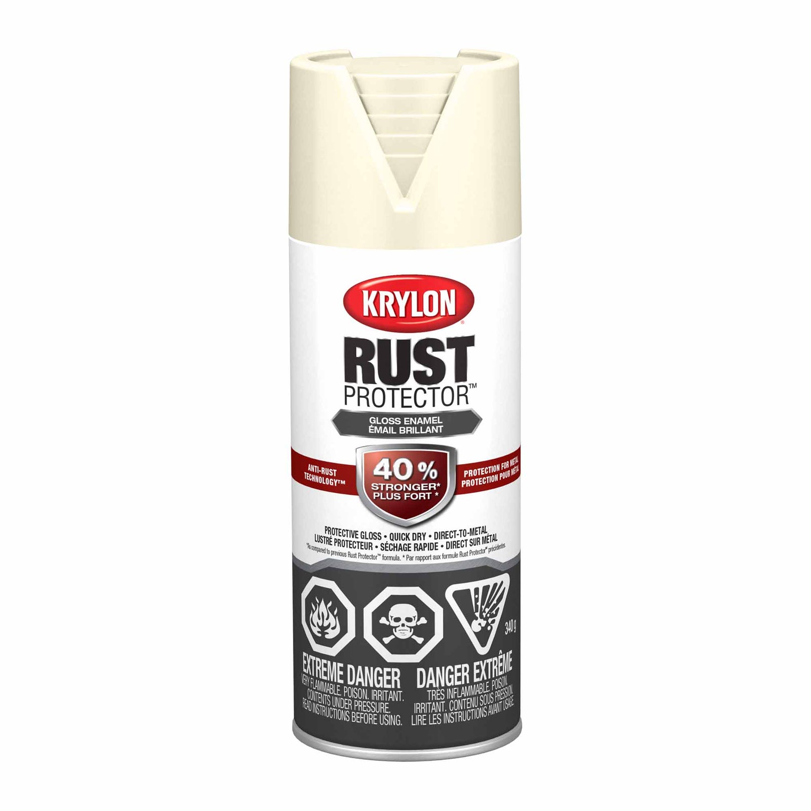 Krylon Rust Protector aérosol émail brillant ivoire, 340 g