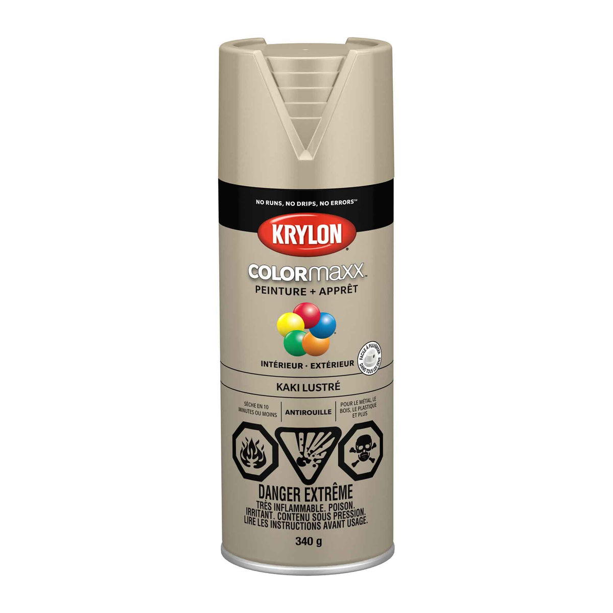 Krylon aérosol COLORMAXX peinture + apprêt kaki lustré, 340 g