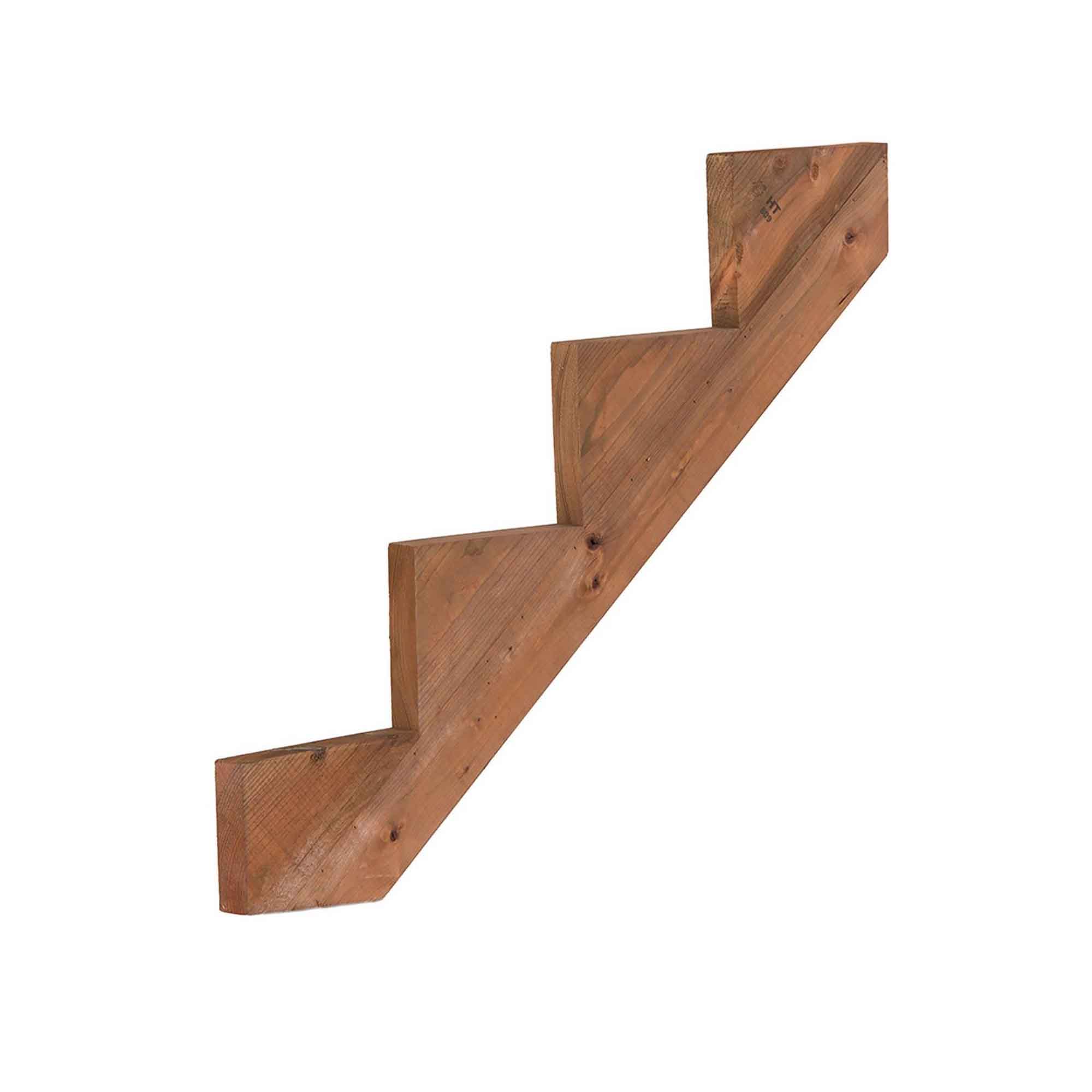 Limon d’escalier en bois traité brun, 4 marches