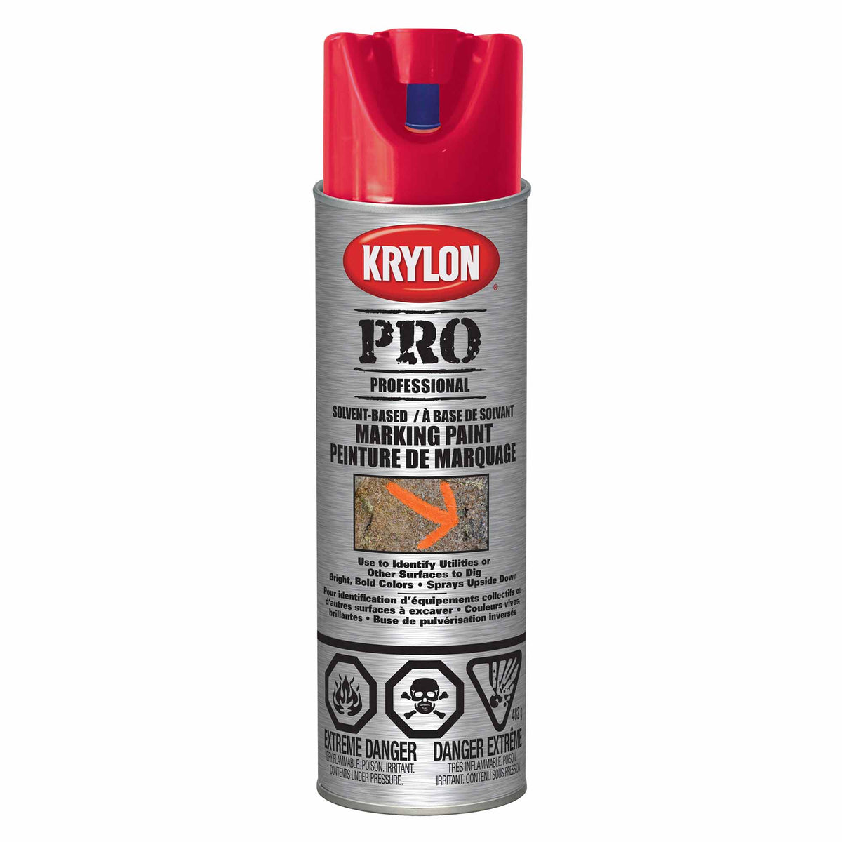 Krylon aérosol PRO peinture de marquage à base de solvant rouge APWA, 482 g