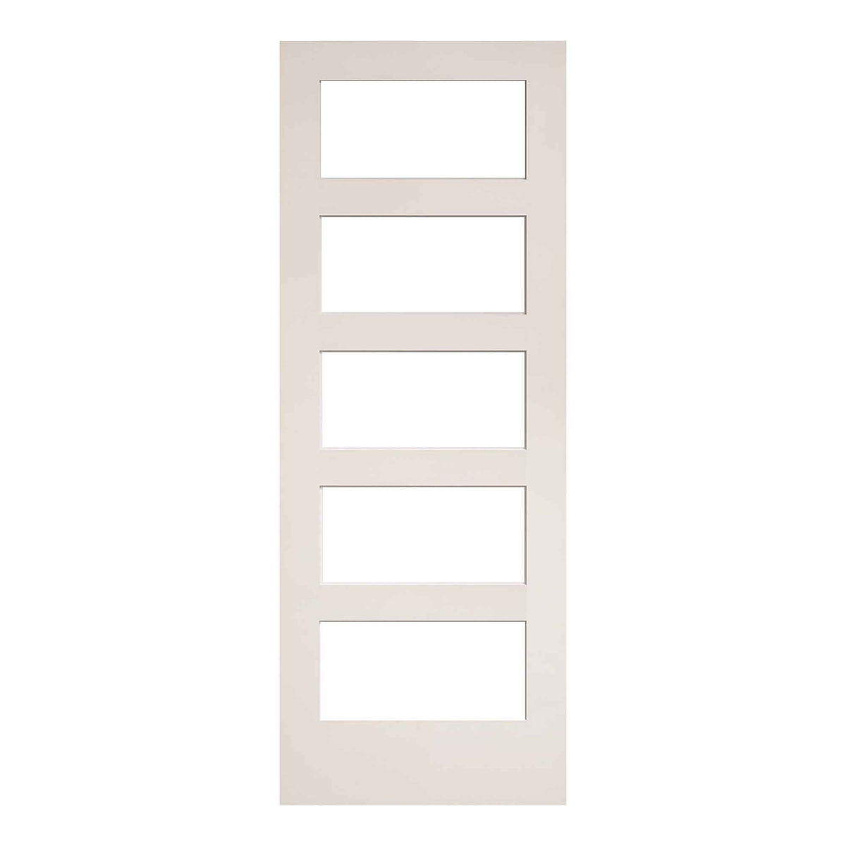 Porte Française de style Shaker. 5 verres clairs avec apprêt blanc, 30'' x 80'' 