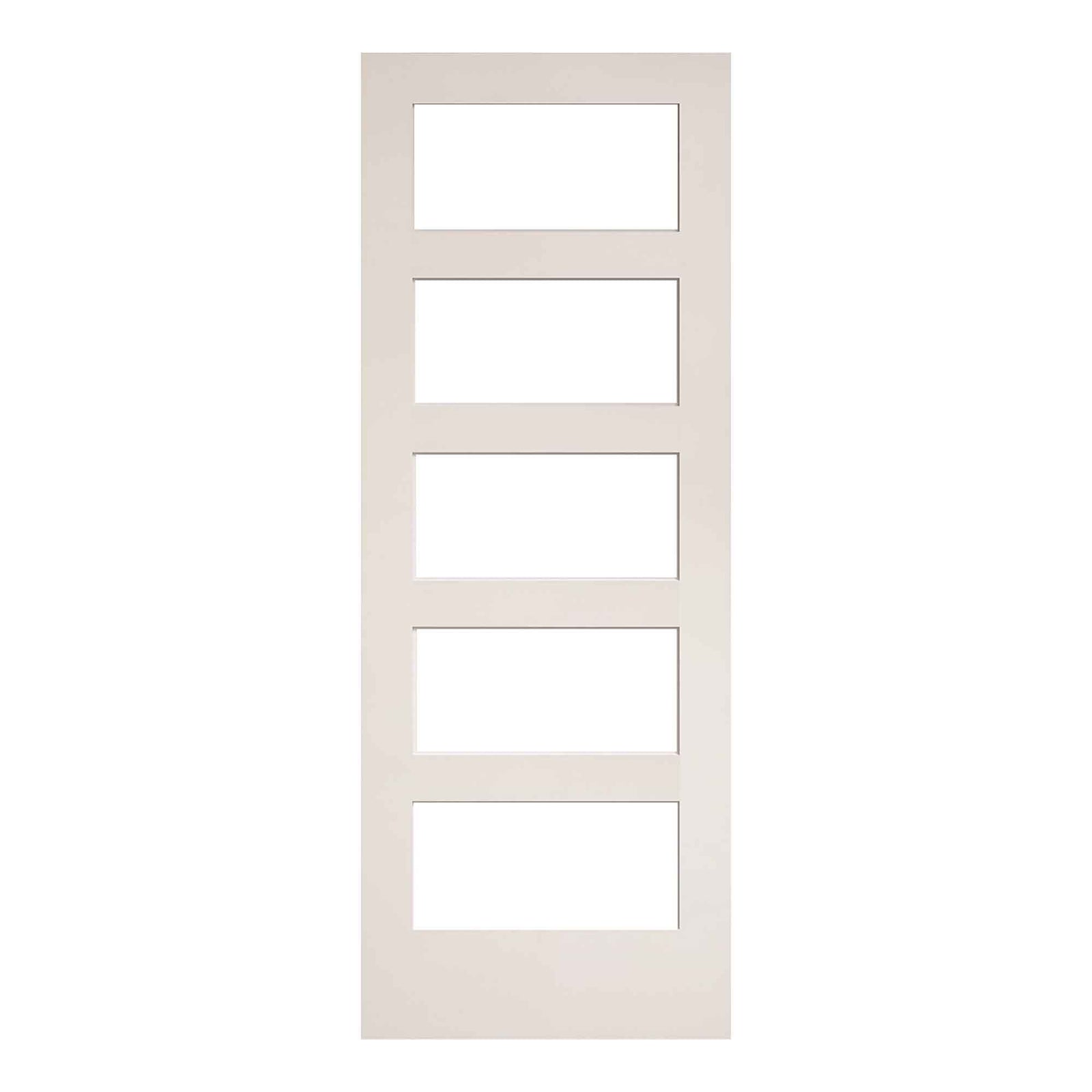 Porte Française de style Shaker. 5 verres clairs avec apprêt blanc, 30'' x 80'' 