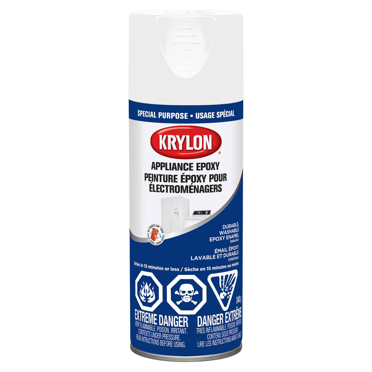 Krylon Fusion All-In-One peinture aérosol époxy pour électroménagers blanc, 340 g