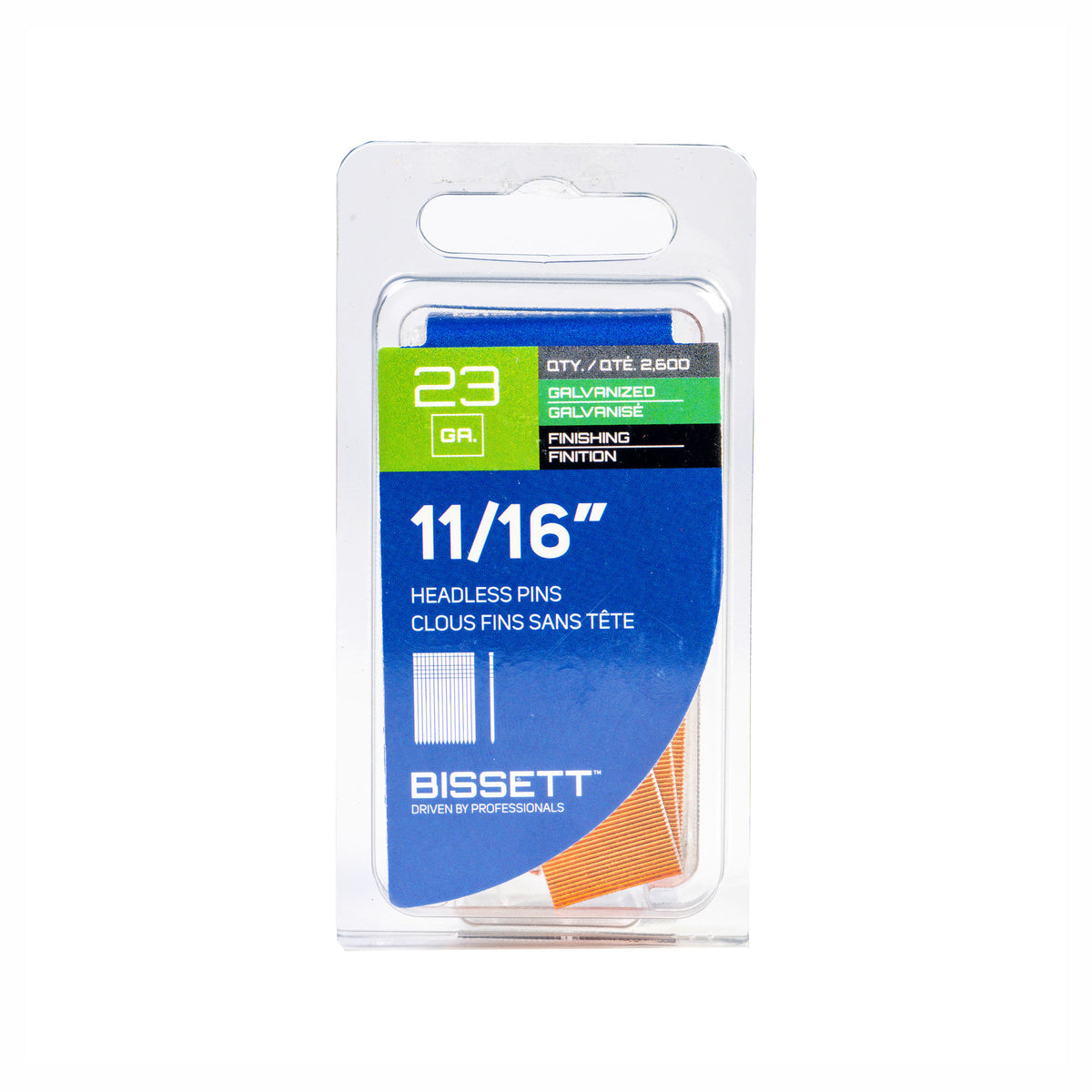 Clous de finition fins sans tête de calibre 23 en acier galvanisé, 11/16'' (2 600 unités)