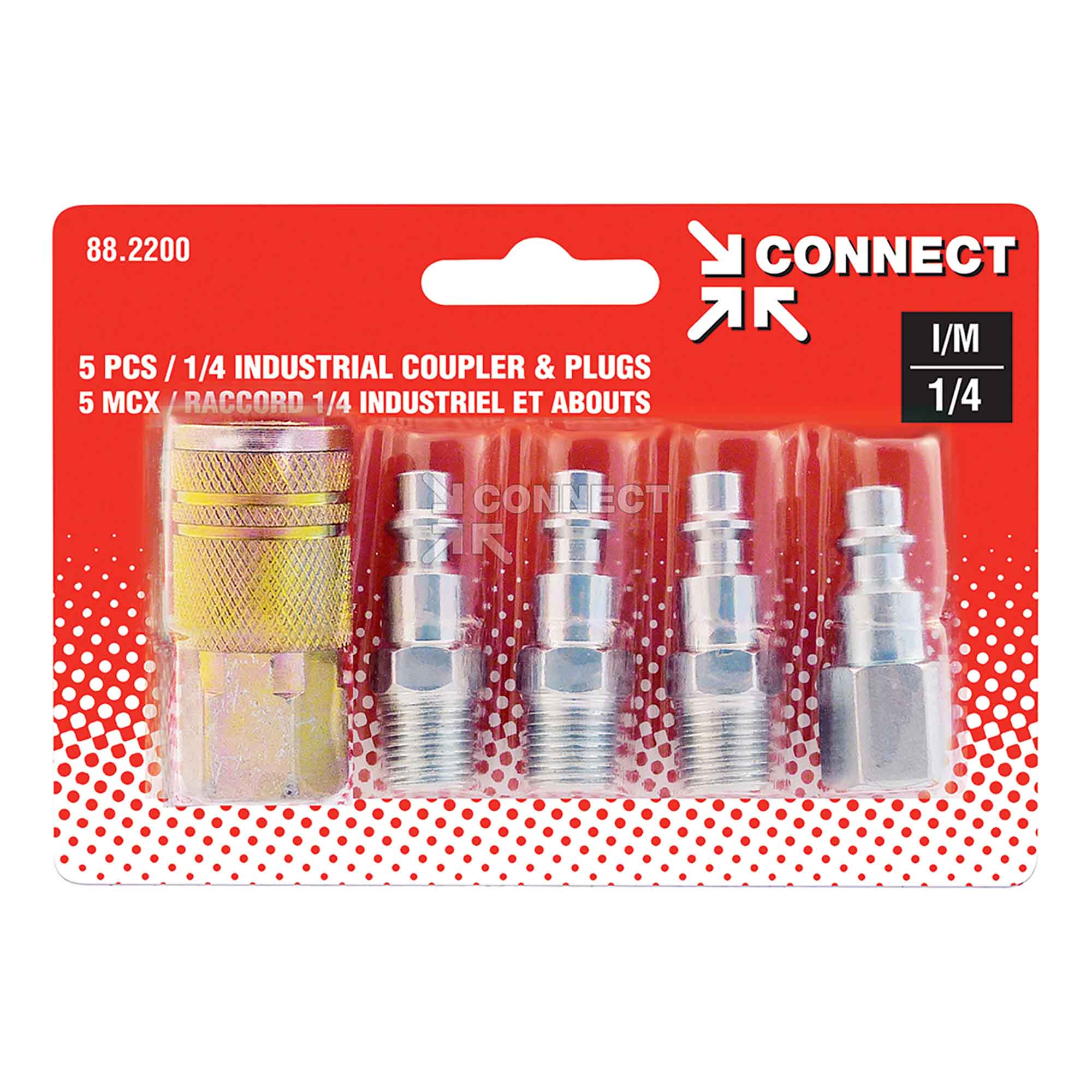 Kit de connexion pour outil à air comprimé, 1/4 industriel (5 pièces)