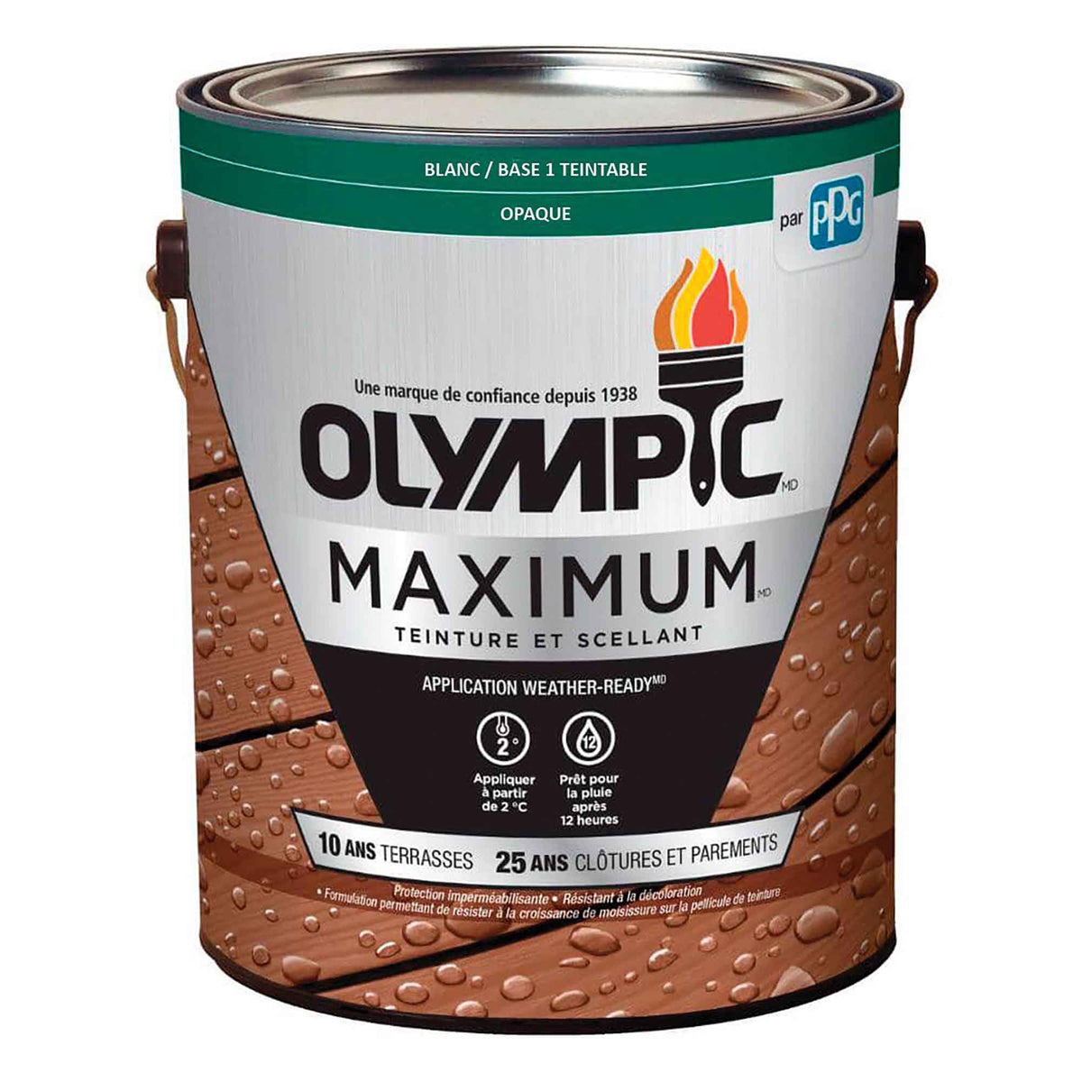 Teinture et scellant Maximum pour terrasses, clôtures et parements opaque blanc, 3,78 L