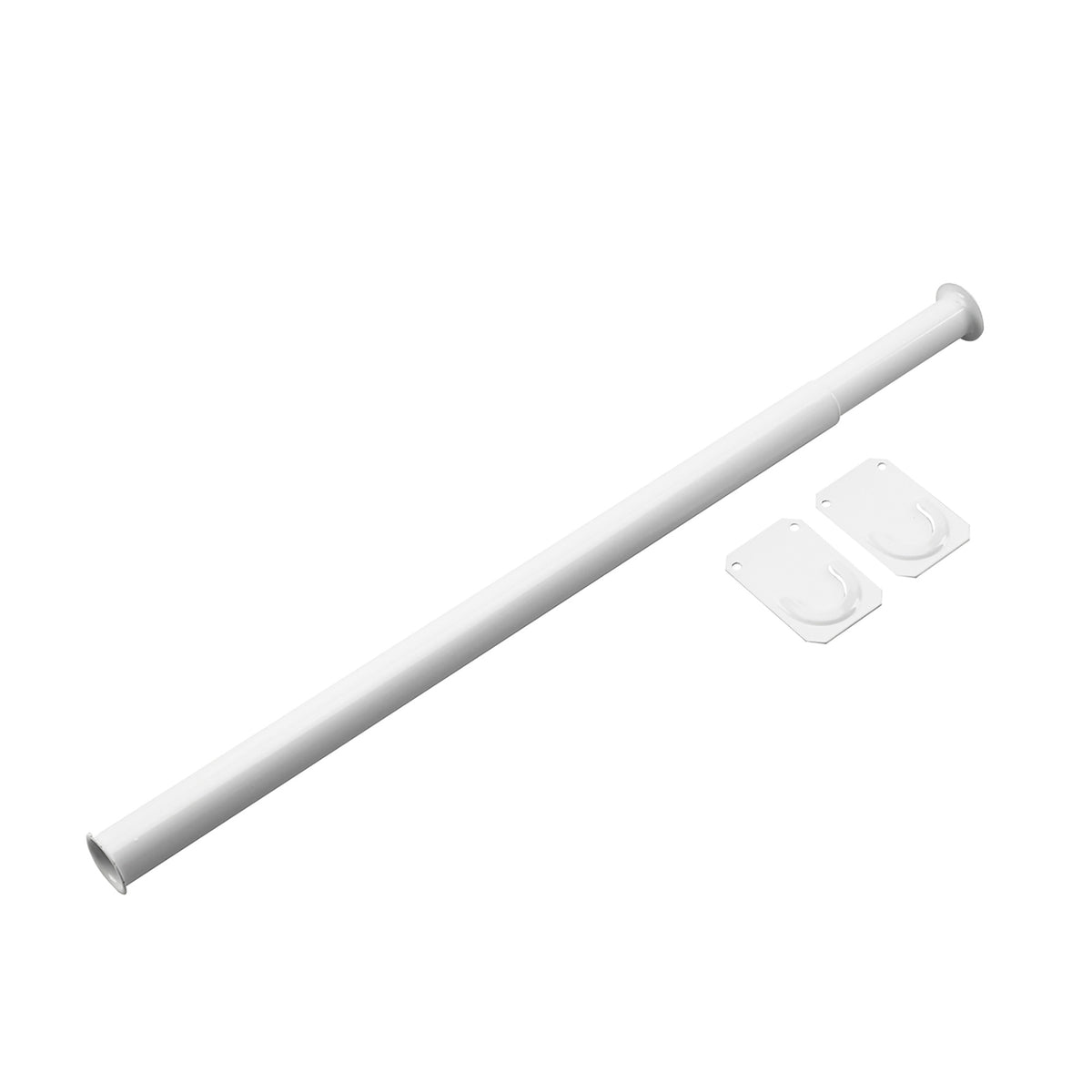 Tringle réglable blanche avec embouts séparés, 18'' à 30''