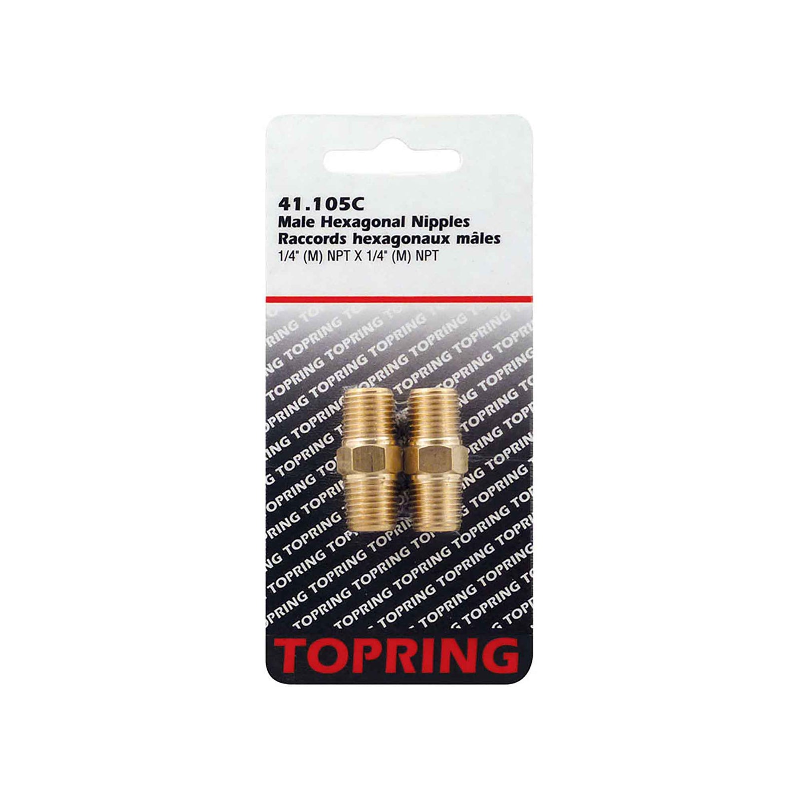 Union hexagonale en laiton, 1/4 (M) NPT (2 unités)