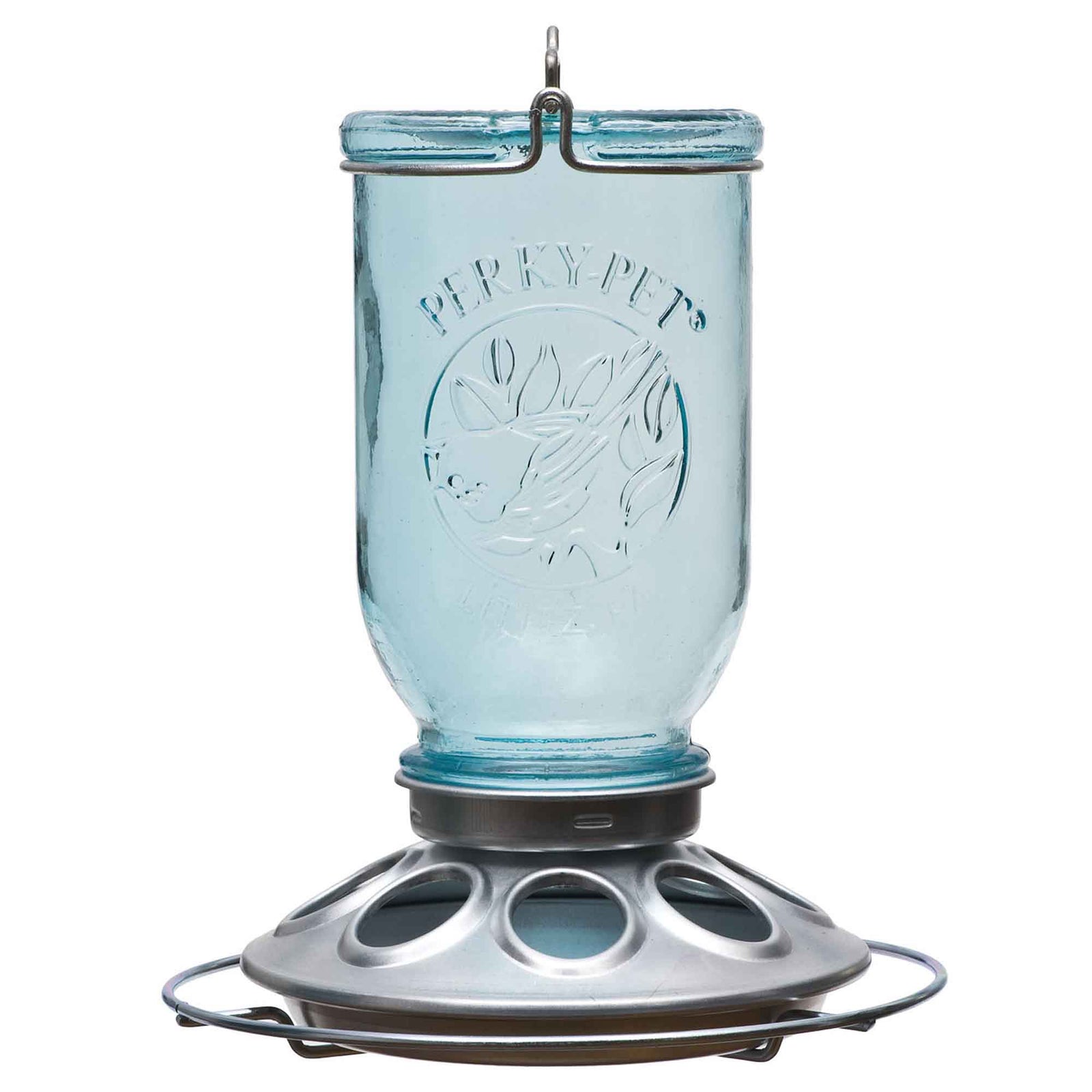 Mangeoire d'oiseaux pot Mason bleu, 1 lb de graines