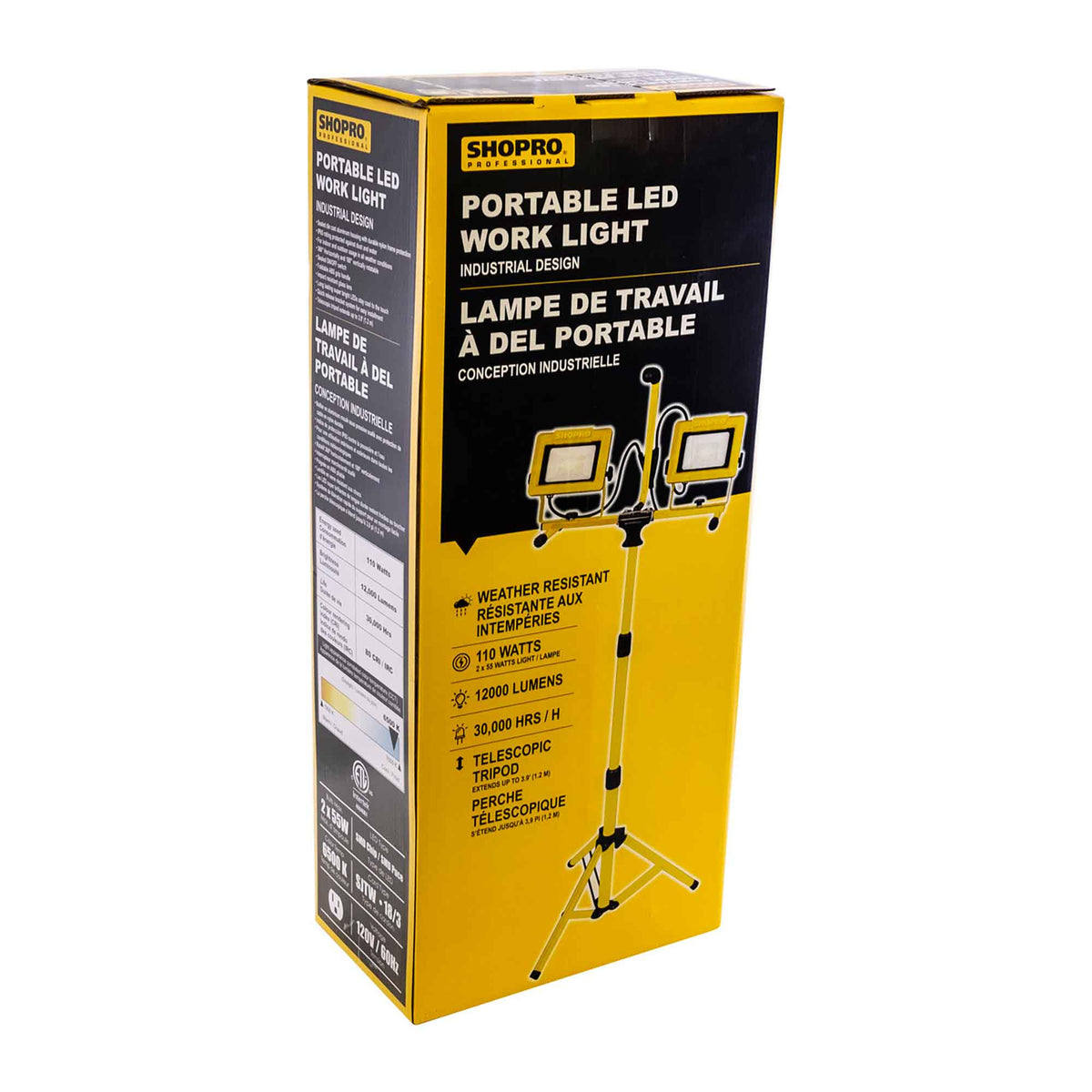 Lampe de travail portable à DEL à double tête, 110 W / 12 000 lm