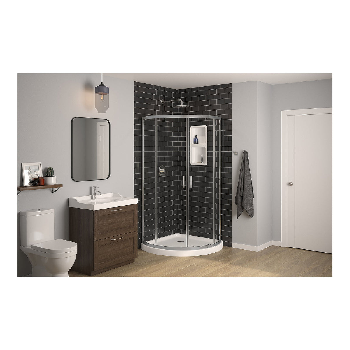 Douche en coin Miram blanche, 36&#39;&#39; 