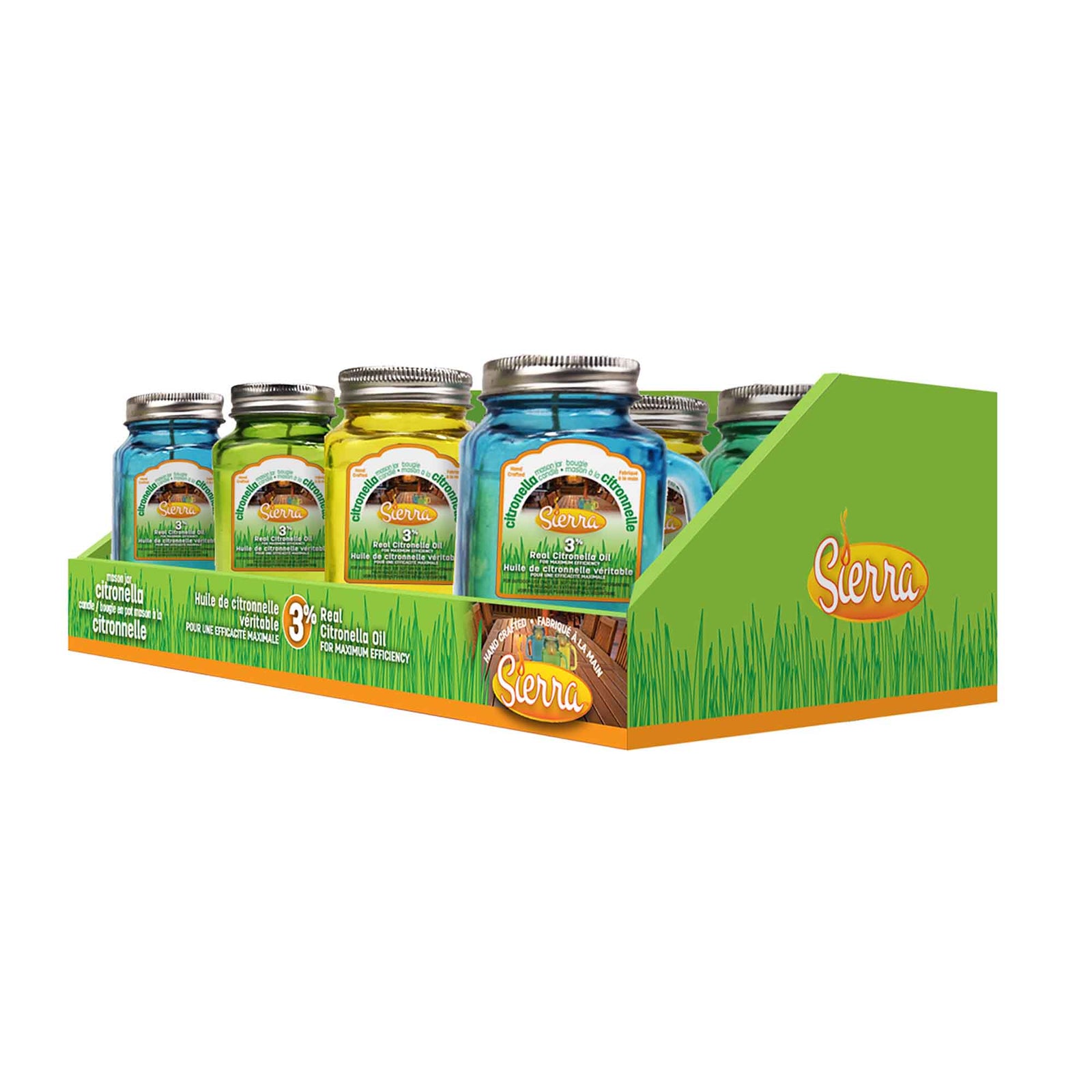 Bougie à la citronnelle en pot de verre, 2,3" x 4,2" (couleurs assorties)