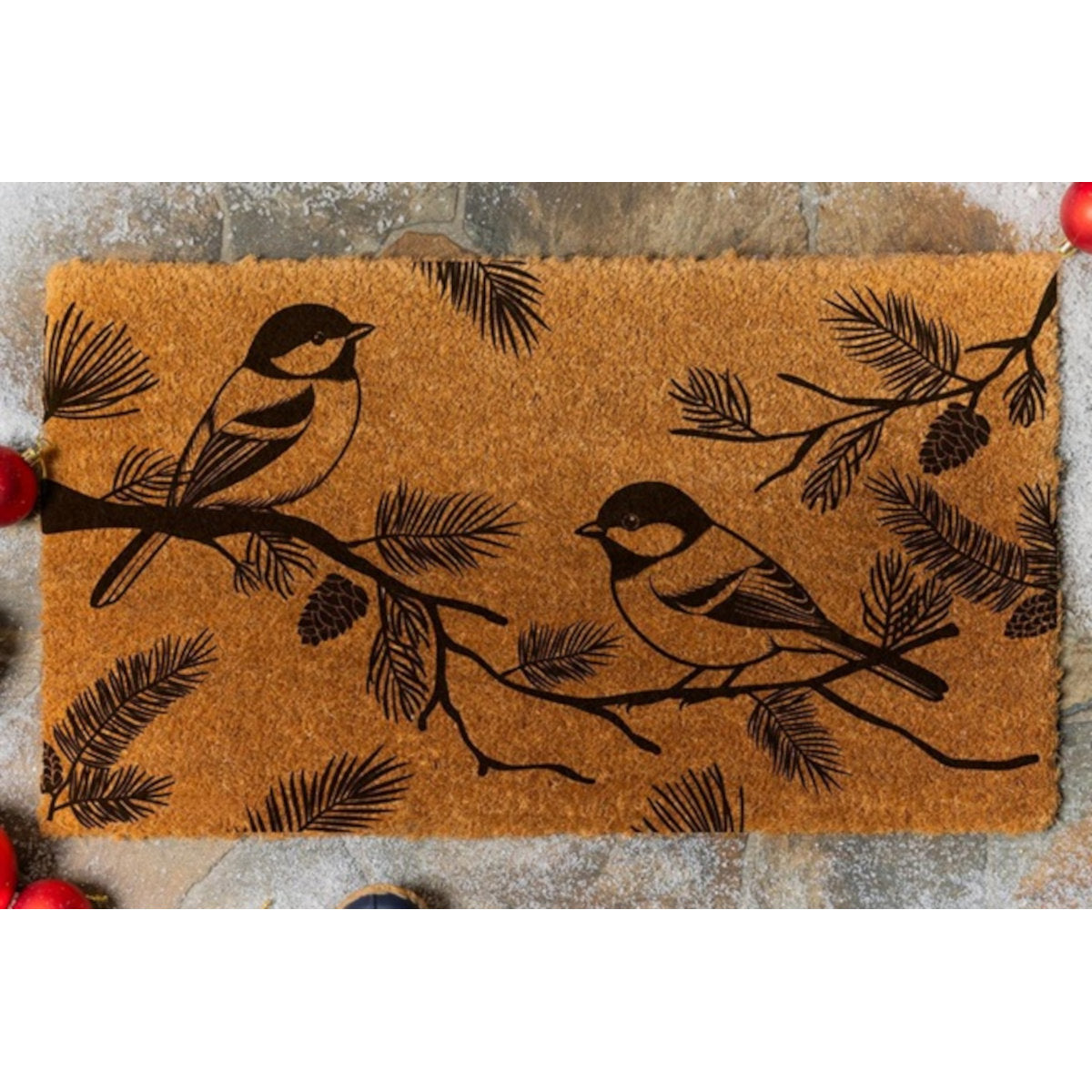 Tapis en fibre de coco Snowbirds Chickadees, 28 po x 16 po