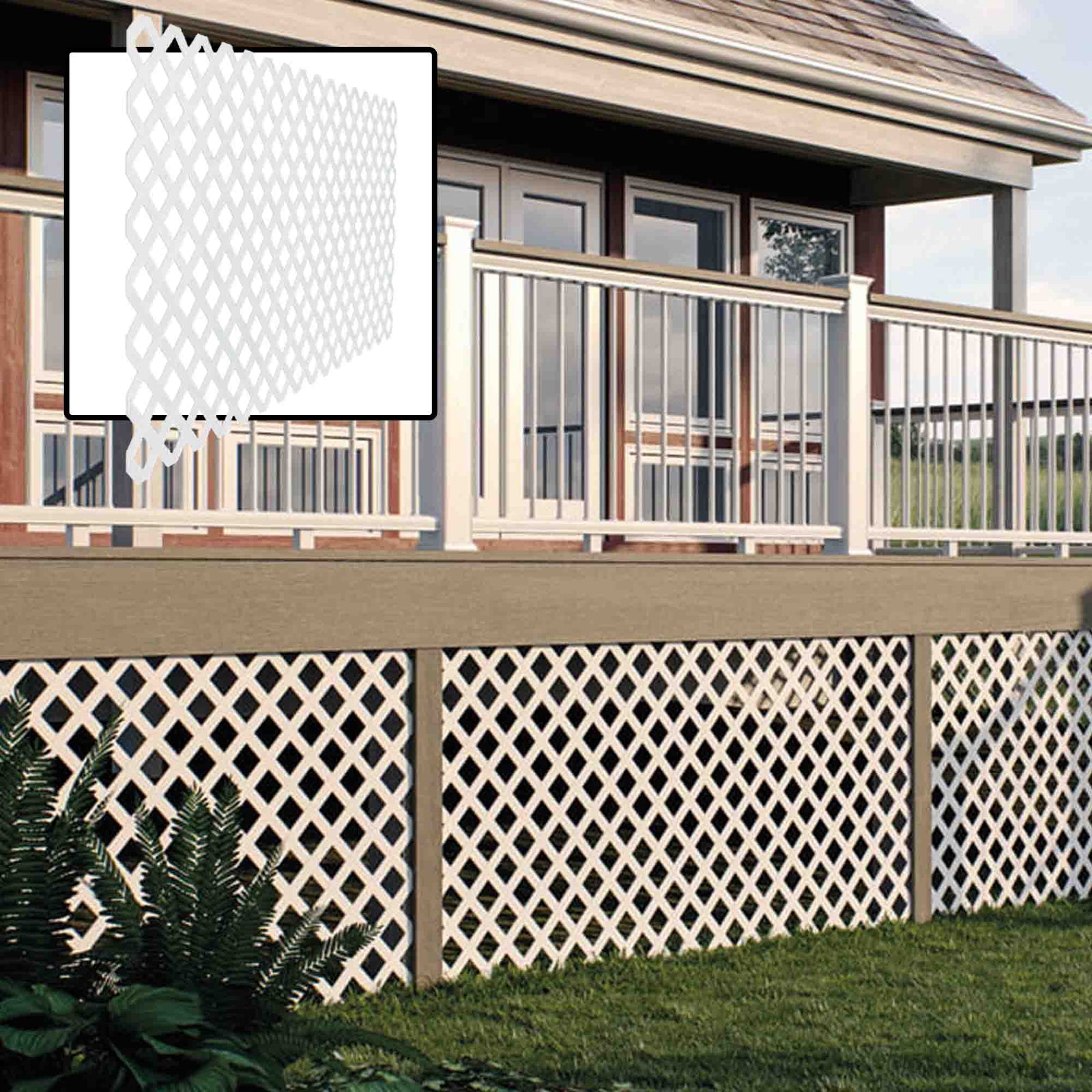 Treillis d'intimité en PVC blanc, 4' x 8' x 1/4''