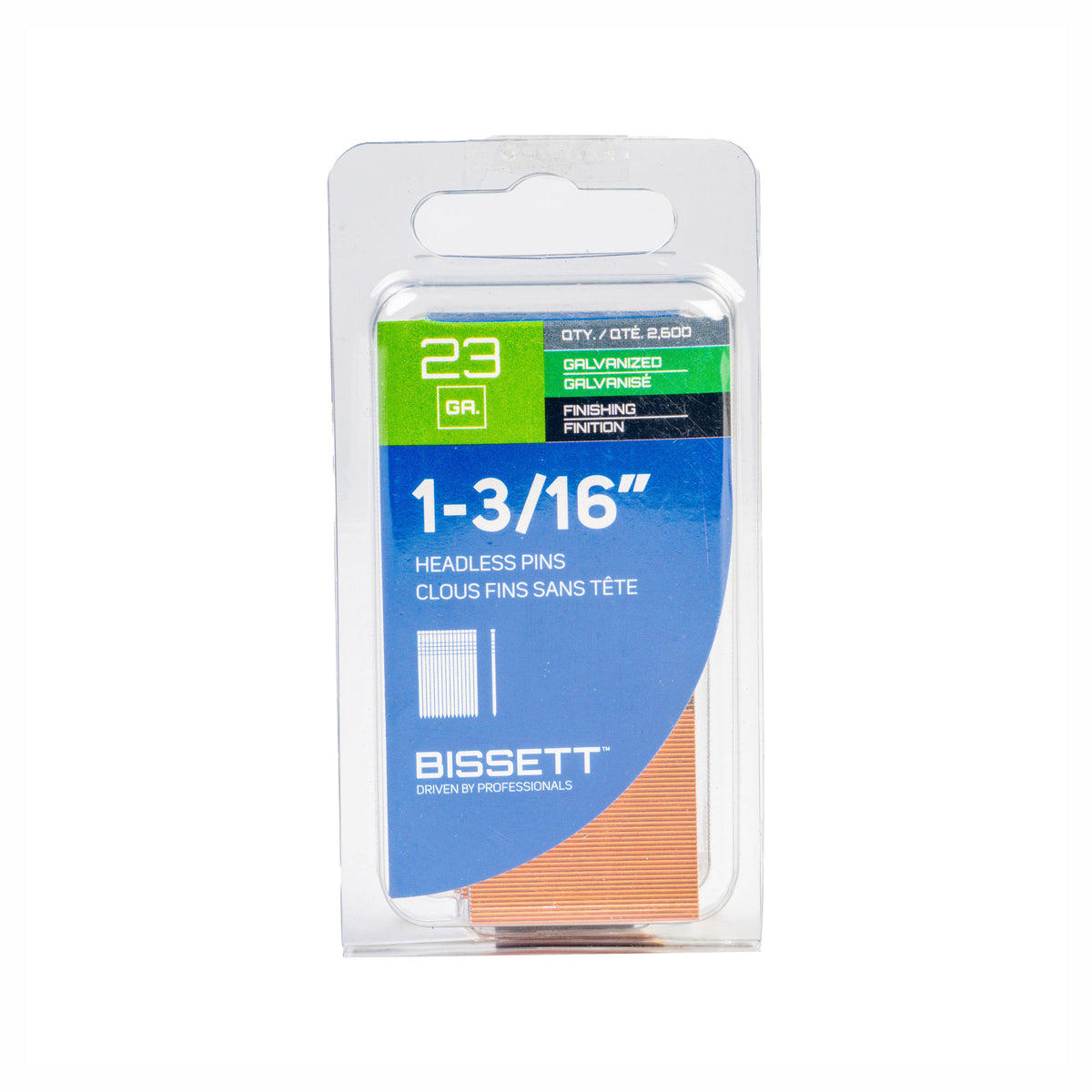 Clous de finition fins sans tête de calibre 23 en acier galvanisé, 1-3/16'' (2 600 unités)