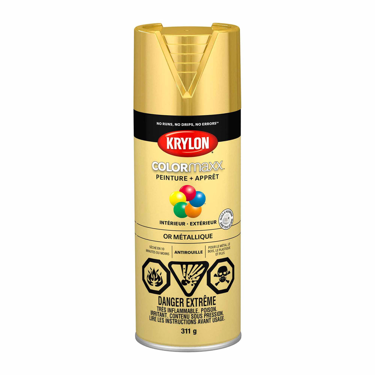 Krylon aérosol COLORMAXX peinture + apprêt or métallique, 311 g