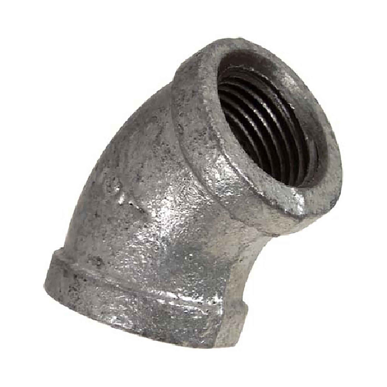 Raccord en coude de 45° en fonte galvanisée, 3/8" x 3/8"