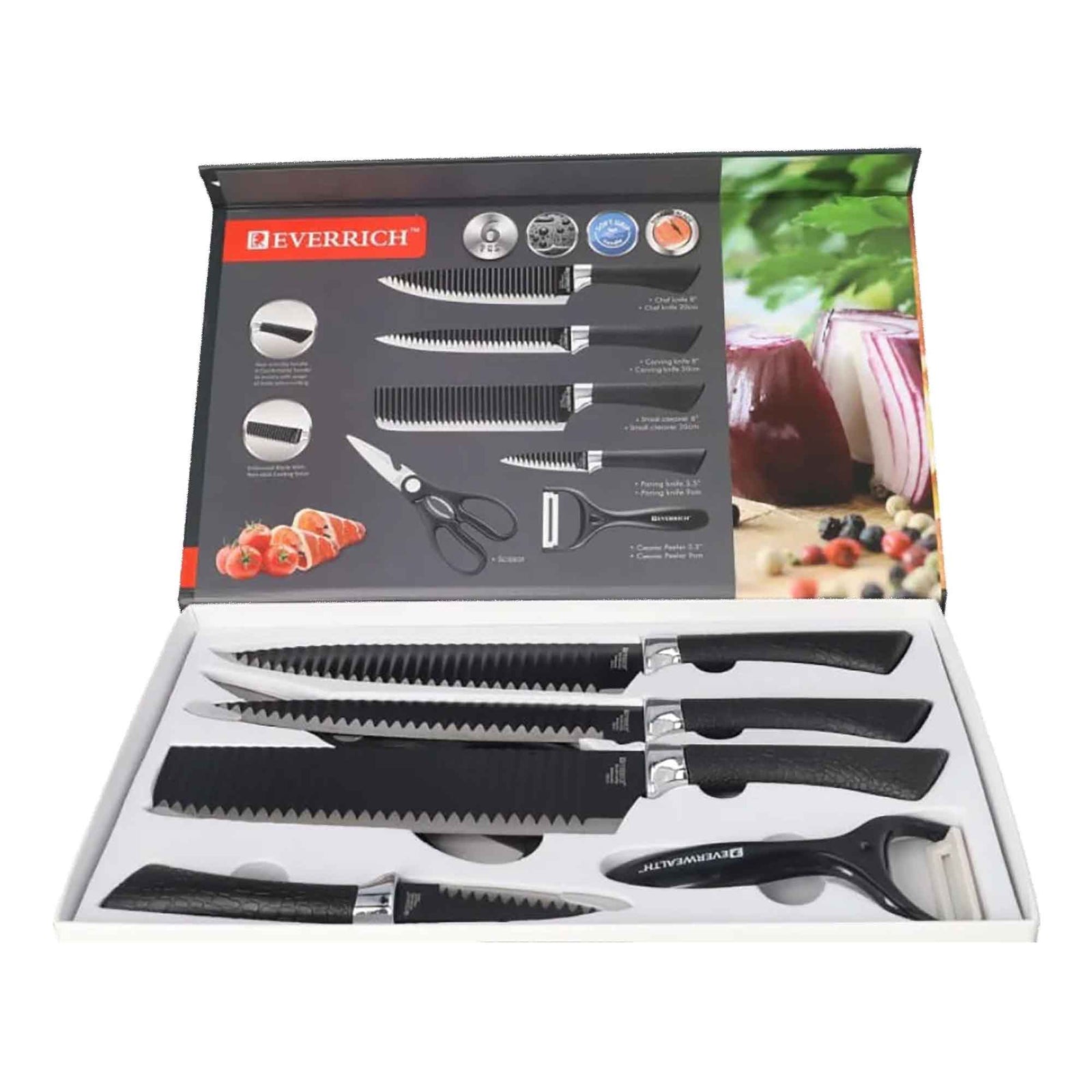 Ensemble de couteaux à revêtement antiadhésif, 6 pièces