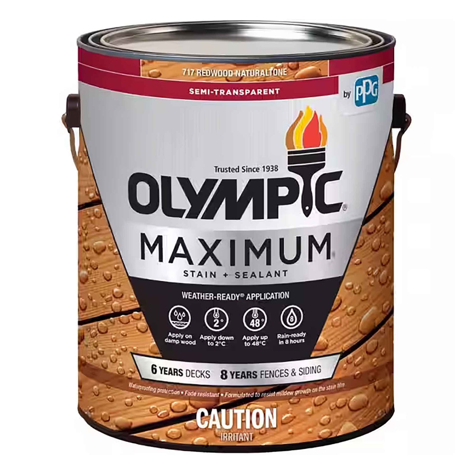 Teinture et scellant Maximum pour terrasses, clôtures et parements semi-transparent, 3,78 L (717 teinte naturelle de séquoia)