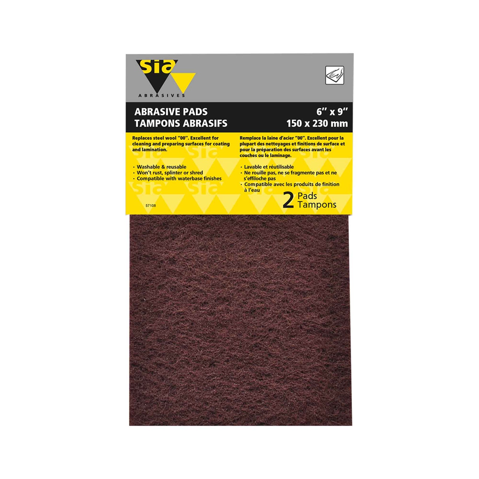 Tampon abrasif flexible de 6" x 9", grade moyen