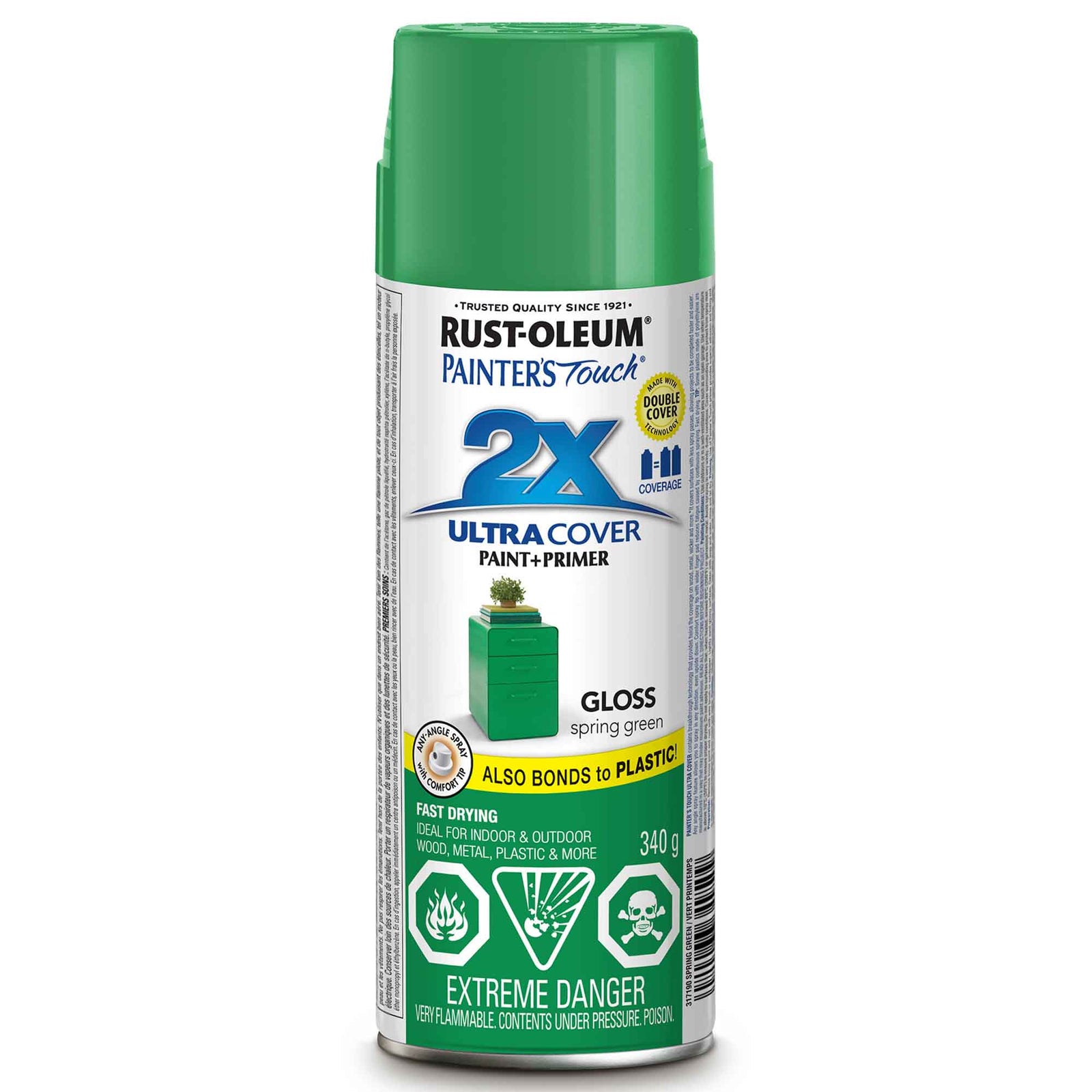 Peinture en aérosol à pouvoir couvrant élevé Painter’s Touch vert printemps lustré, 340 g