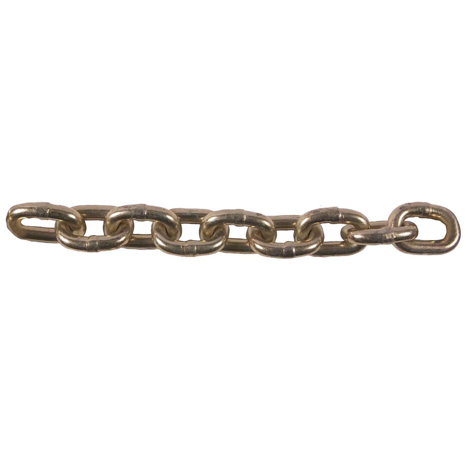 Chaîne en acier plaqué de zinc doré de grade 70, 3/8" x 45' (vendue au pied linéaire)