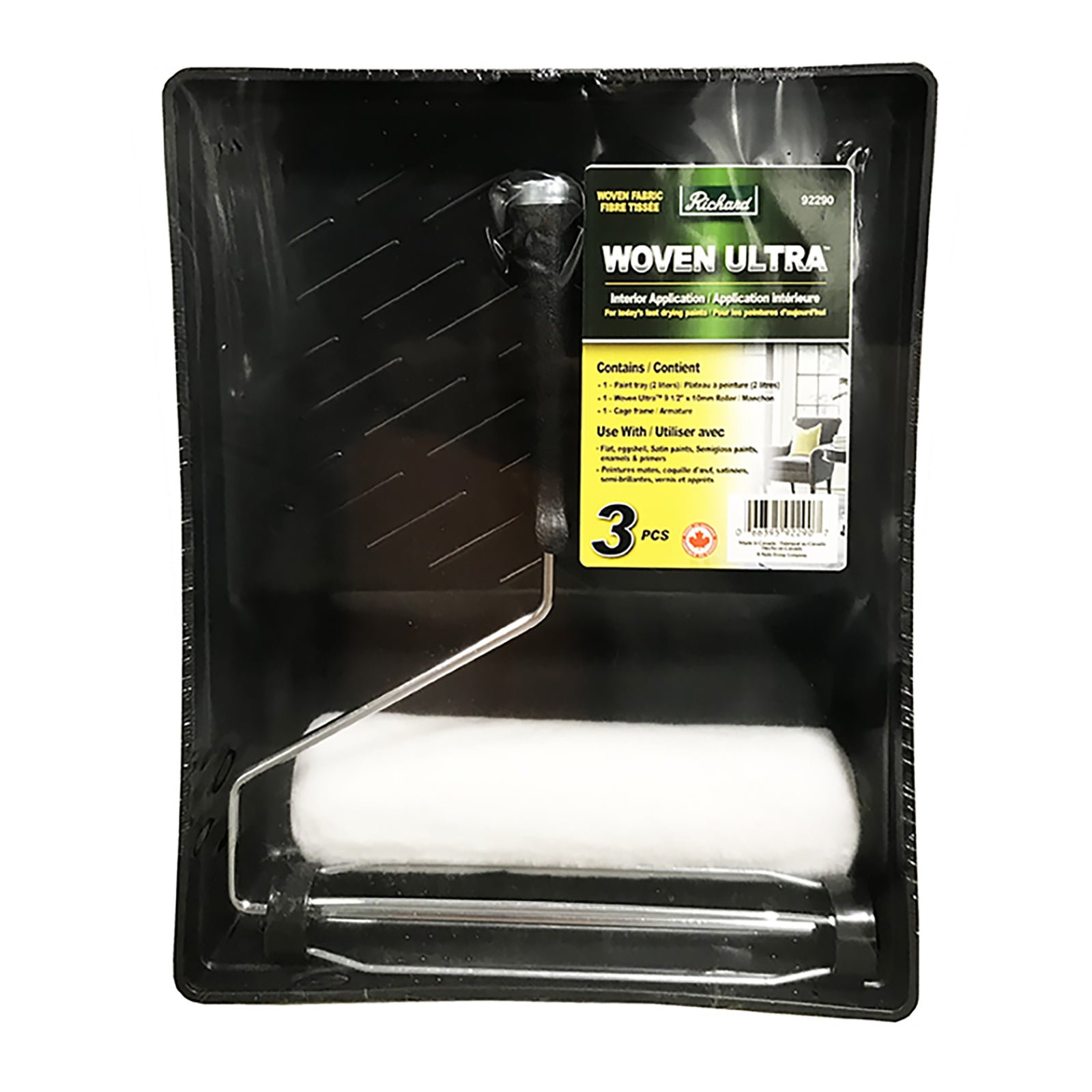 Ensemble de peinture 3 pièces : plateau, manchon sans charpie de 9 1/2'' et armature