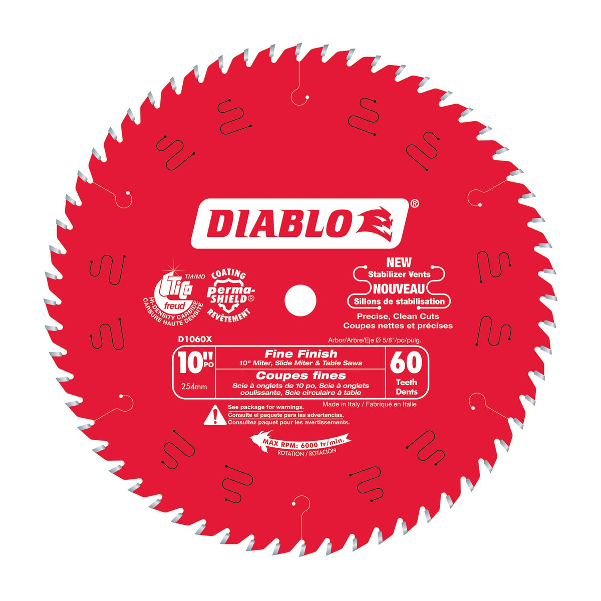 Lame circulaire Diablo pour coupes transversales de 10" à 60 dents