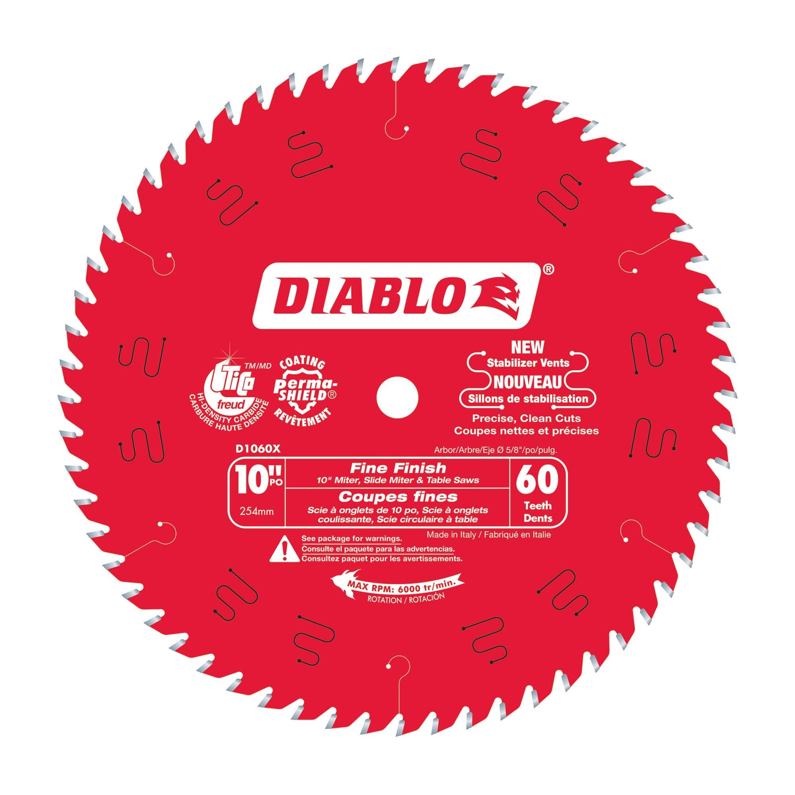 Lame circulaire Diablo pour coupes transversales de 10" à 60 dents