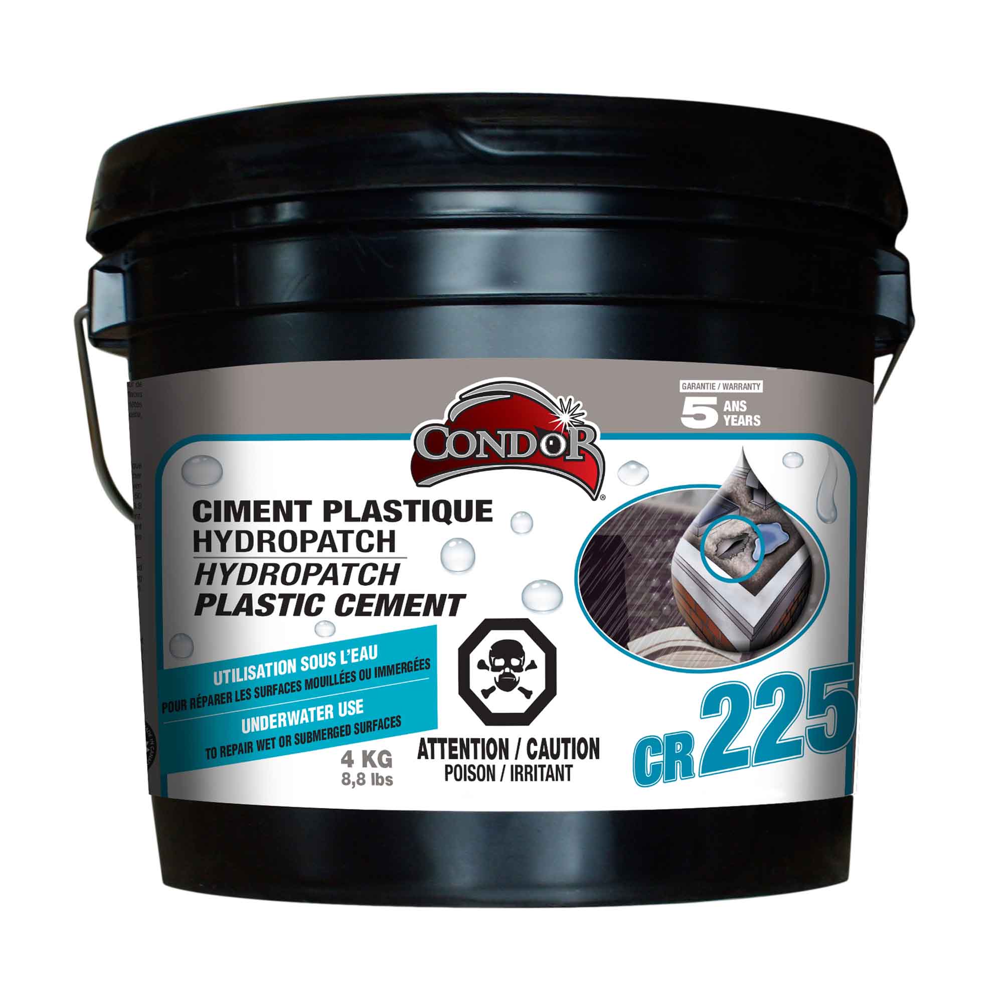 Ciment plastique Hydro-Patch pour utilisation sous l'eau CR 225, 4 kg