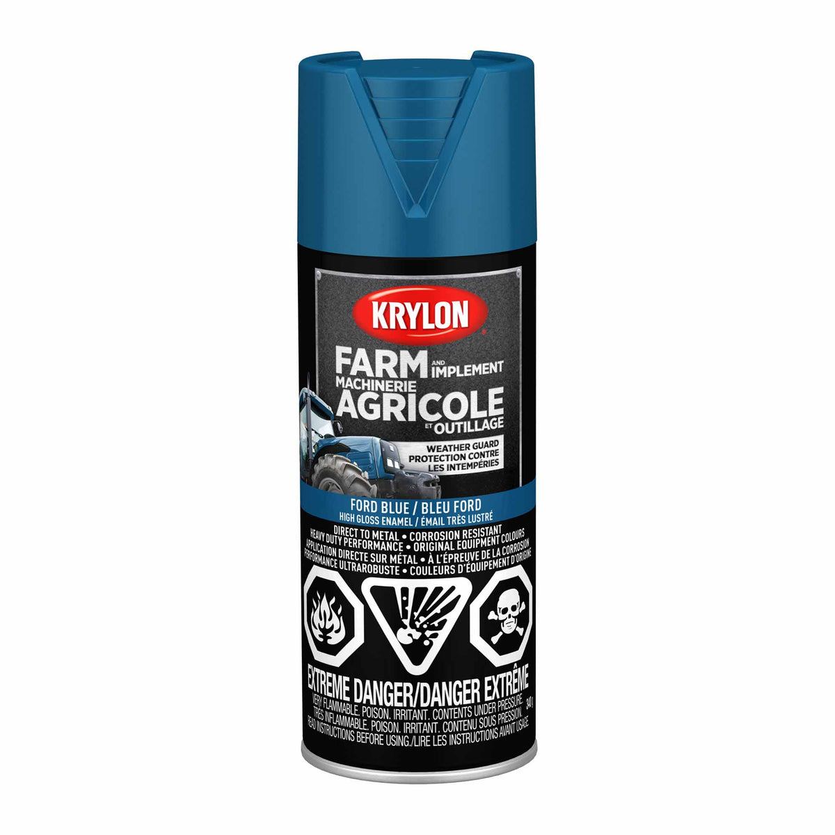 Krylon AGRICOLE  et OUTILLAGE aérosol émail très lustré bleu Ford , 340 G