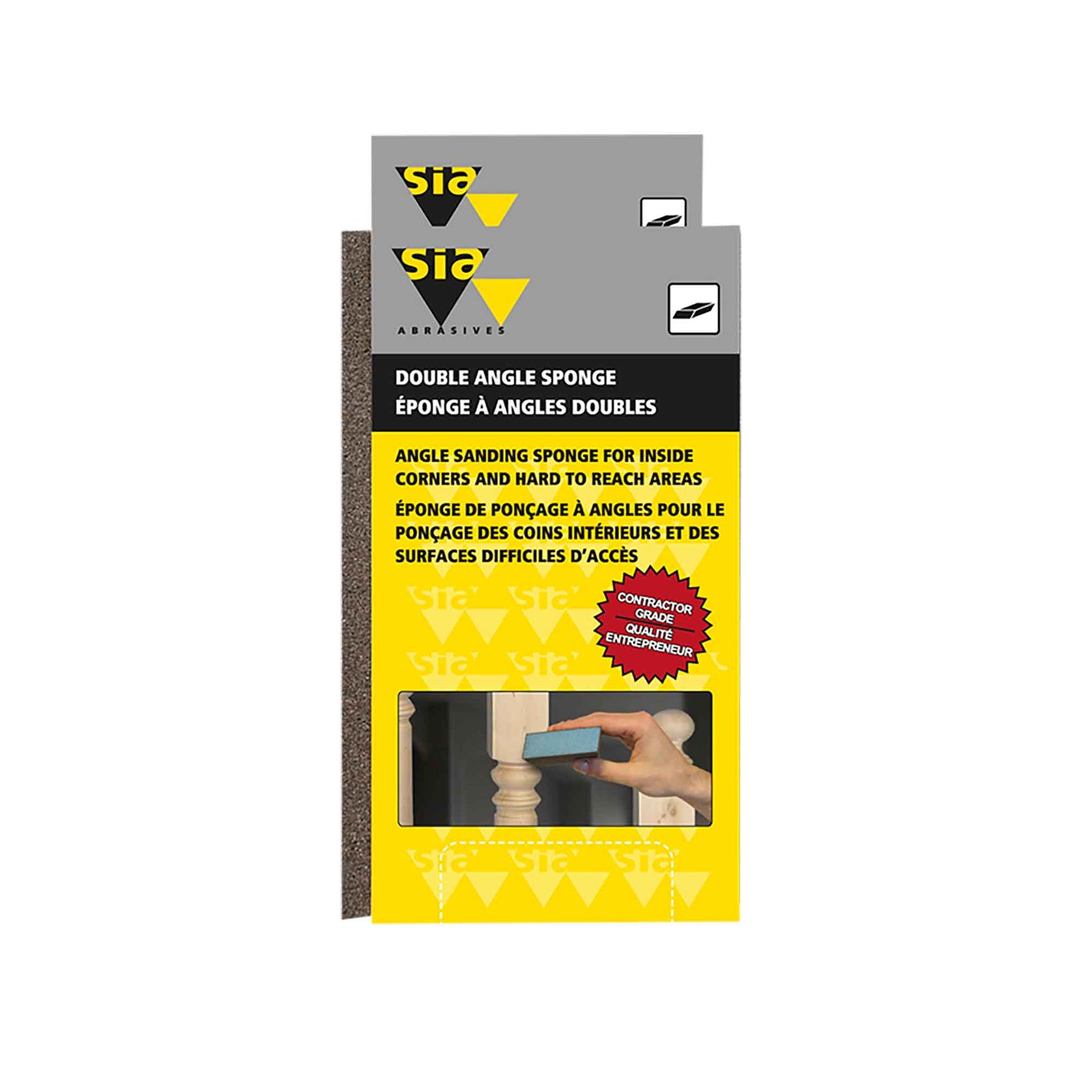 Éponge de ponçage économique à angle double de 3" x 5" x 1" , grade fin