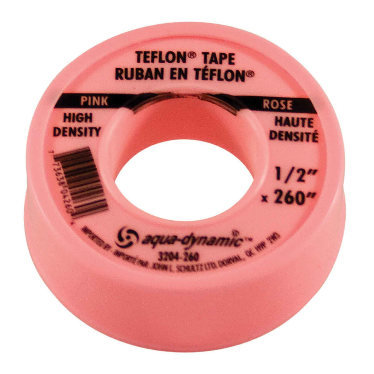 Ruban en téflon rose à haute densité, 1/2&quot; x 260&quot;