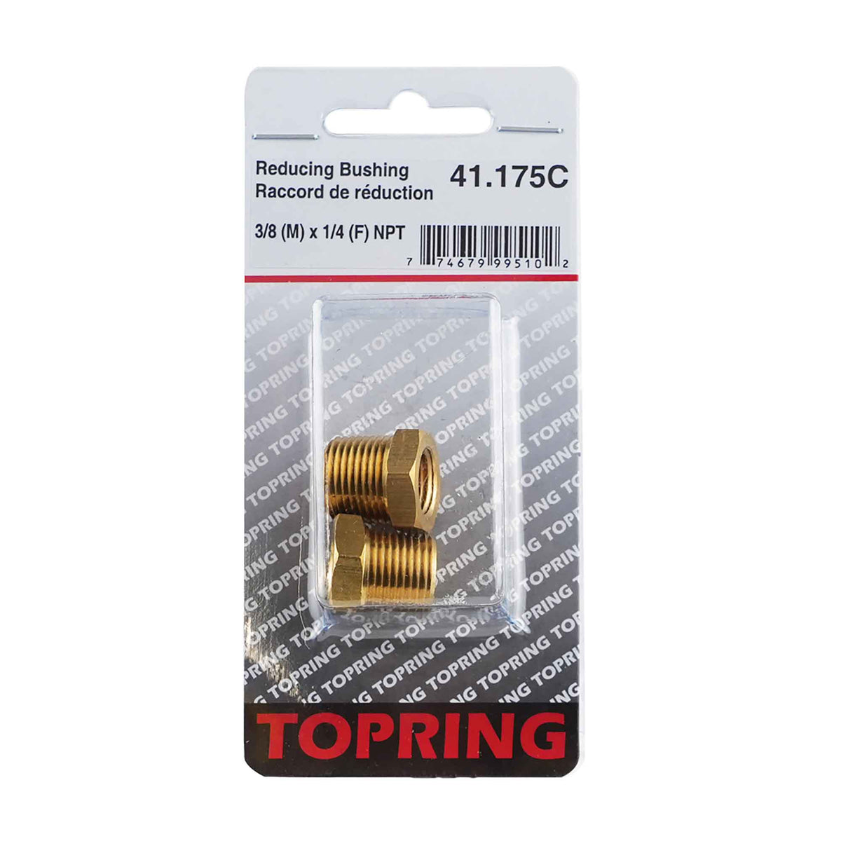 Raccord de réduction d'air comprimé de 3/8 (M) x 1/4 (F) NPT, 2 pièces