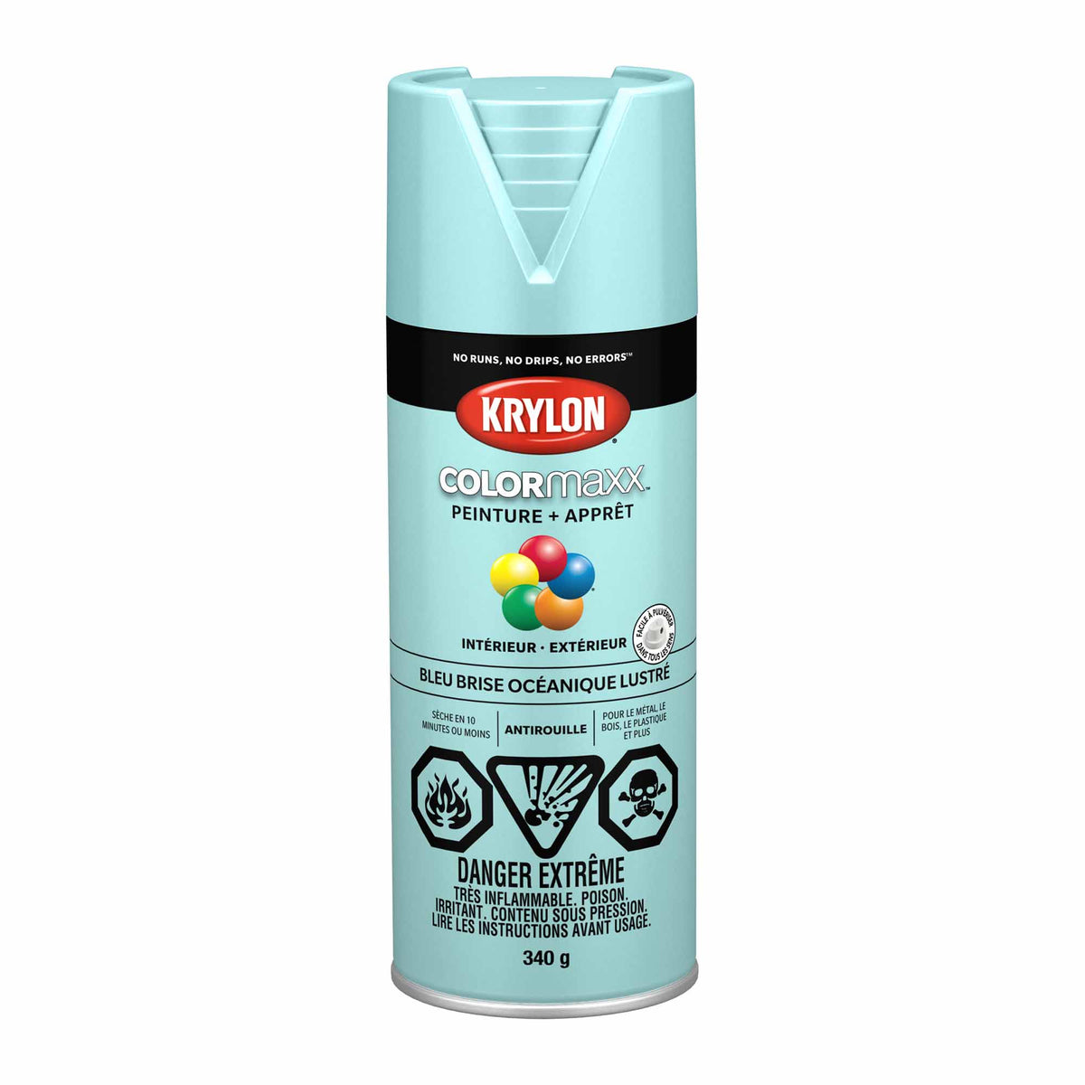 Krylon aérosol COLORMAXX peinture + apprêt bleu brise océanique lustré, 340 g